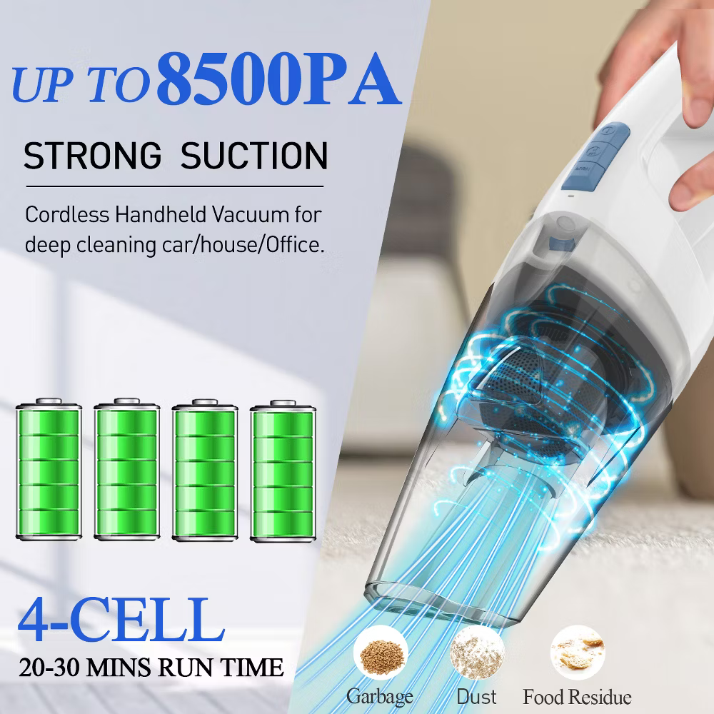 WHALL Handheld Vacuum Cordless, Car Vacuums 8500PA, Wet Dry Hand Vacuums LED Light, Lightweight Mini Hand Held Vacuums Cleaner, Portable Small Vacuum