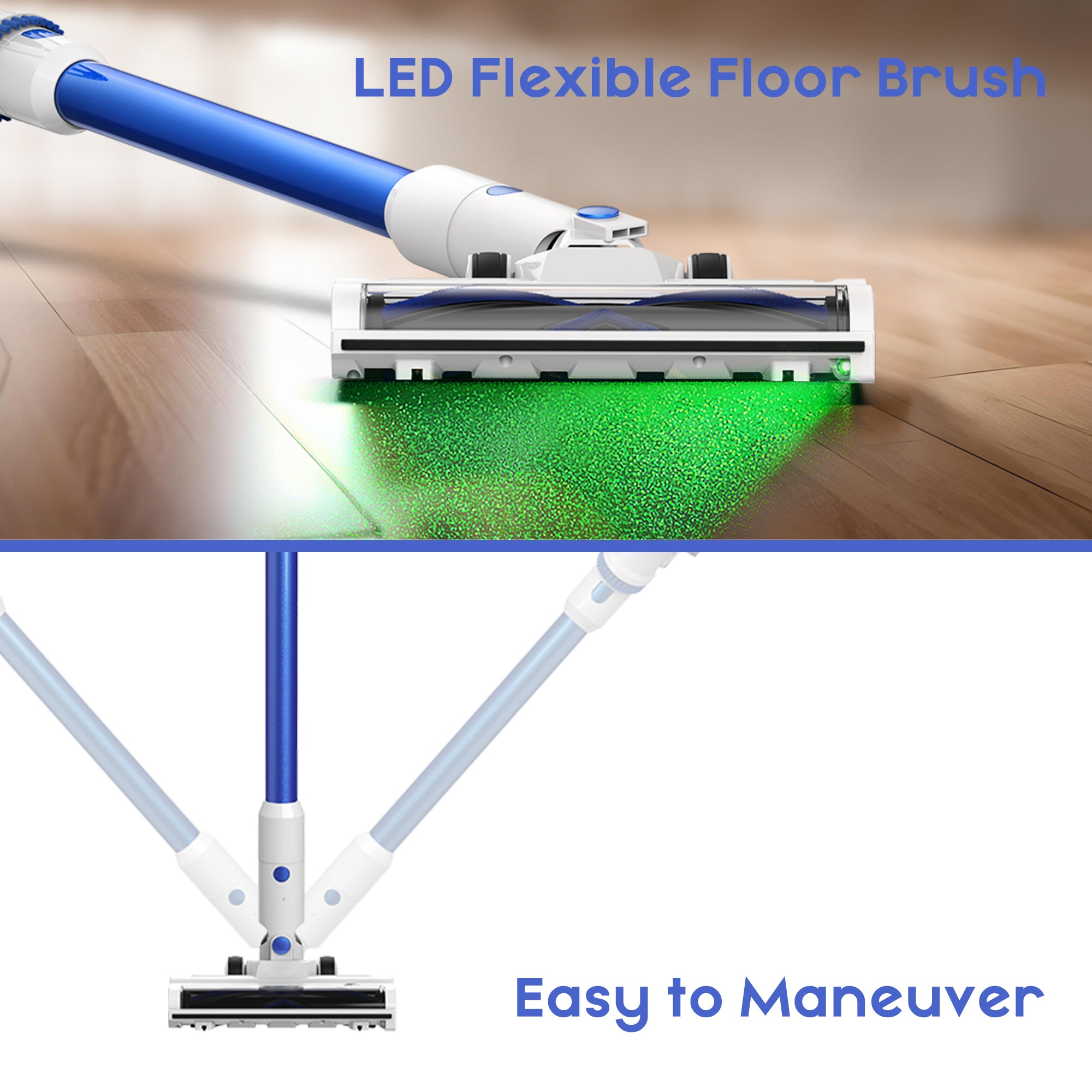 WHALL Cordless Stick Vacuum Cleaner, Powerful Brushless Motor, LED Display, 2500mAh Detachable Battery, for Home, Pet Hair, Hardwood & Carpets