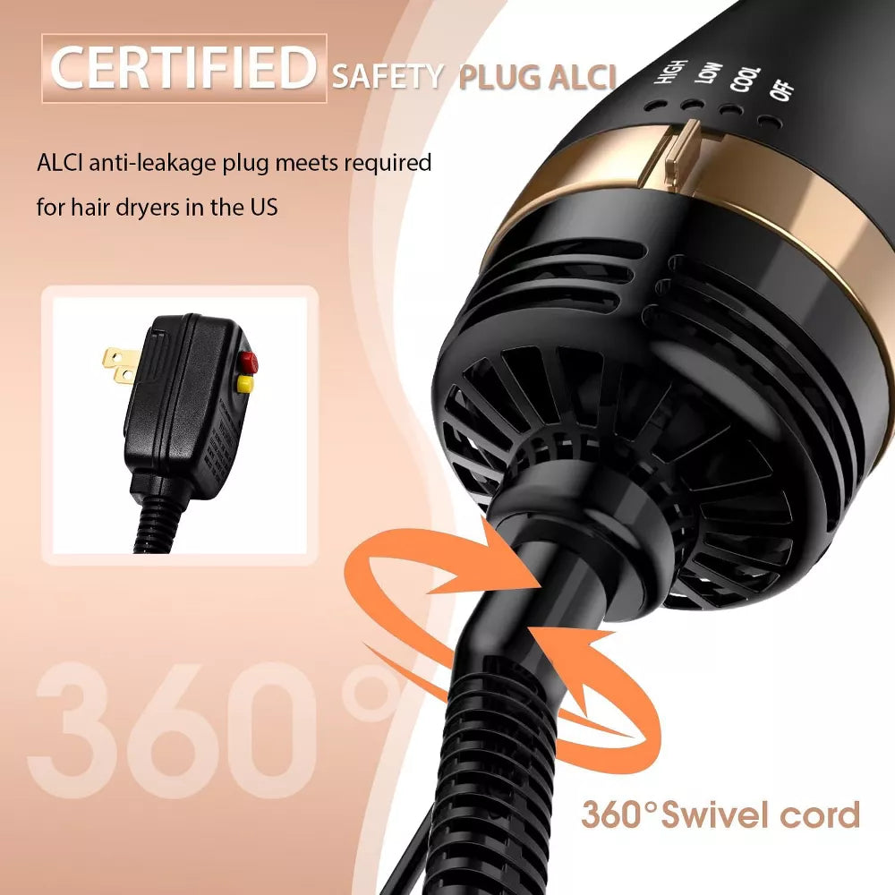 NICEBAY Hair Dryer Brush, Professional Blow Dryer Brush with Ceramic Coating, One Step Hot Air Brush for Hair Drying, Styling and Volumizing