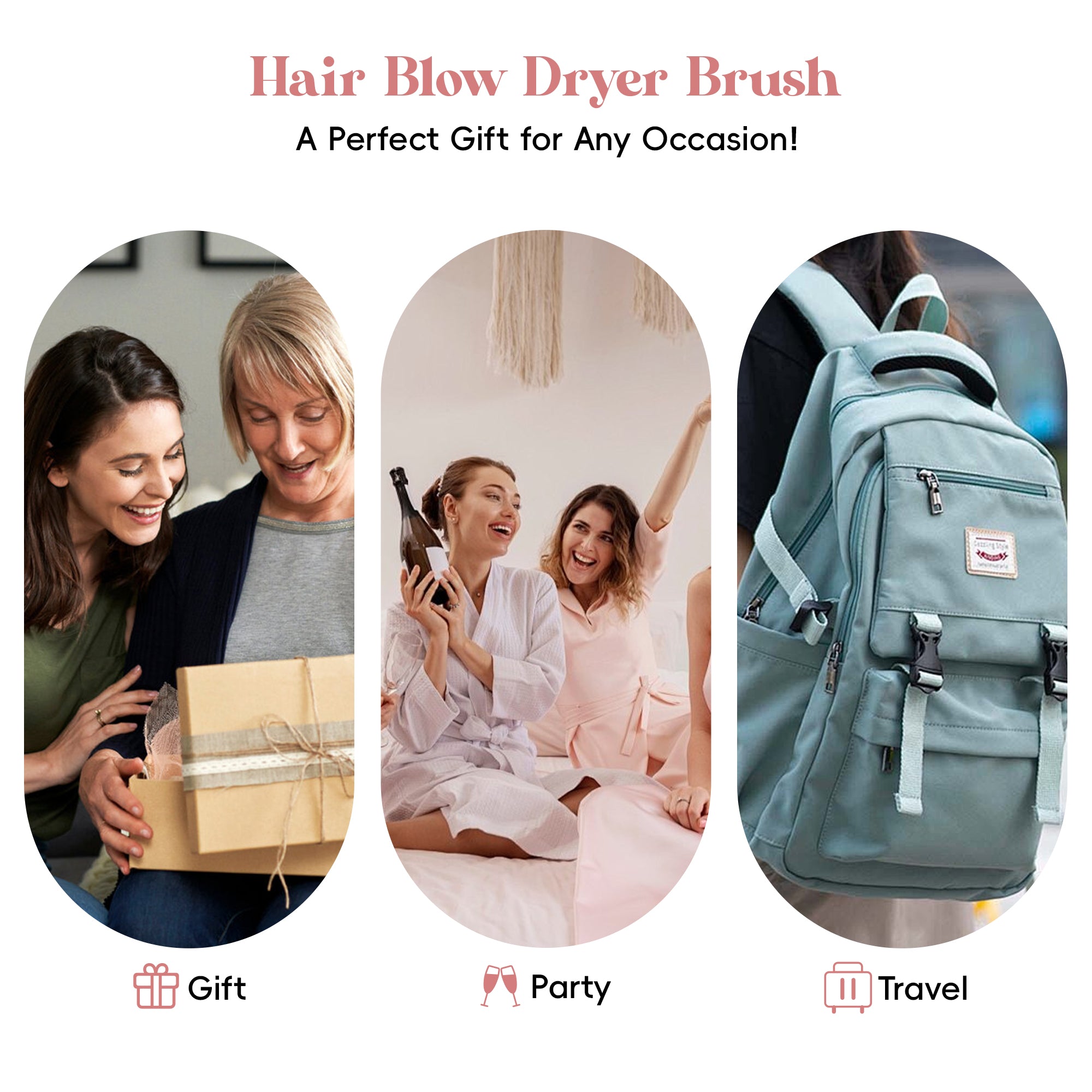 NICEBAY Hair Dryer Brush, Professional Ceramic Blow Dryer Brush with Display Screen, One Step Hot Air Brush for Hair Drying, Styling and Volumizing