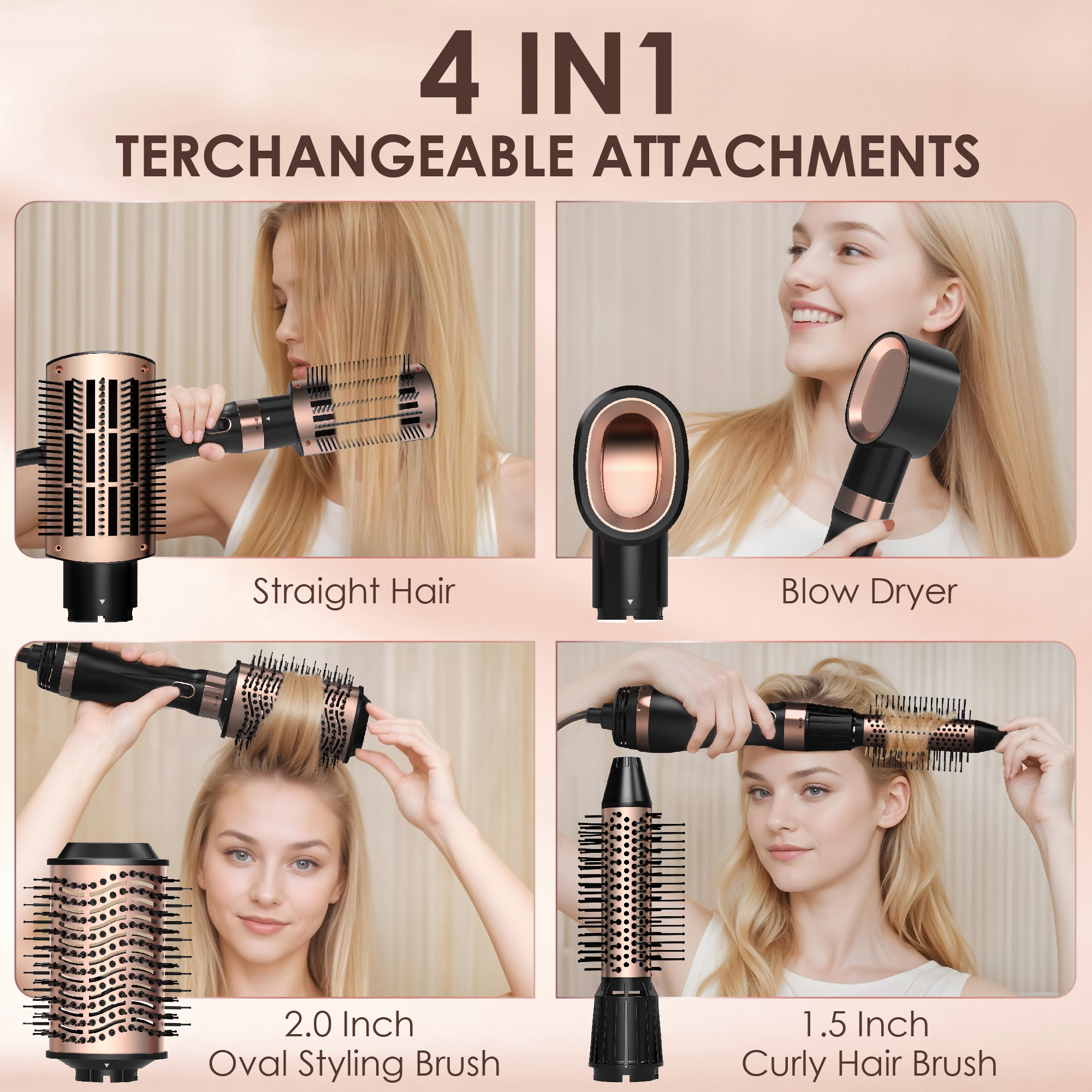 SKIMI Hair Dryer Brush, Hot Air Brush in One with Oval Barrel, Round Brush Hair Dryer Set for Straighting/Drying/Curling, Blow Dryer Brush with Comb