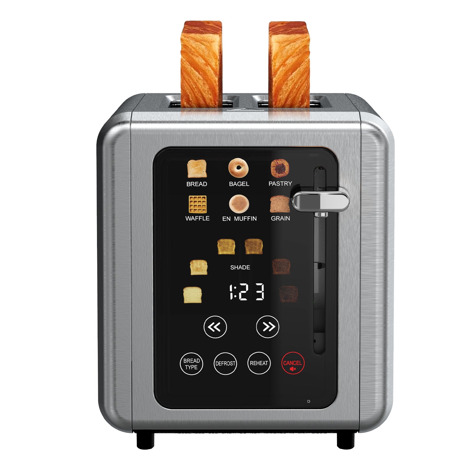 WHALL Toaster 2 Slice, Touch Screen Toasters, Smart Bread Toaster, Stainless Steel Small Toaster, Wide Slots Toaster With Bagel, Home and Kitchen