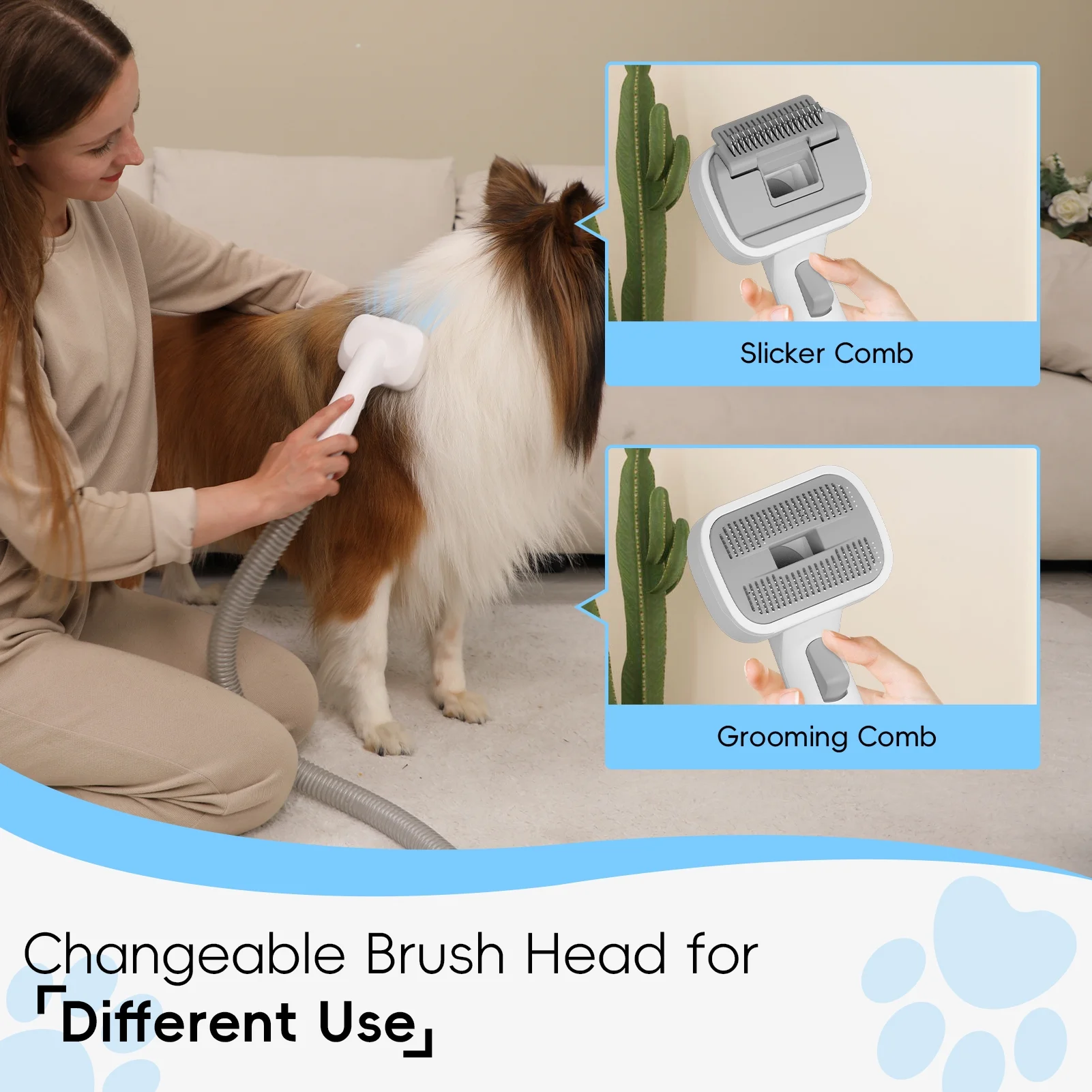 Upgraded Pet Grooming Vacuum – 5-in-1 Dog Hair Vacuum with 3 Modes, 3L Large Dustbin, Low Noise Design for Efficient Pet Hair Cleaning