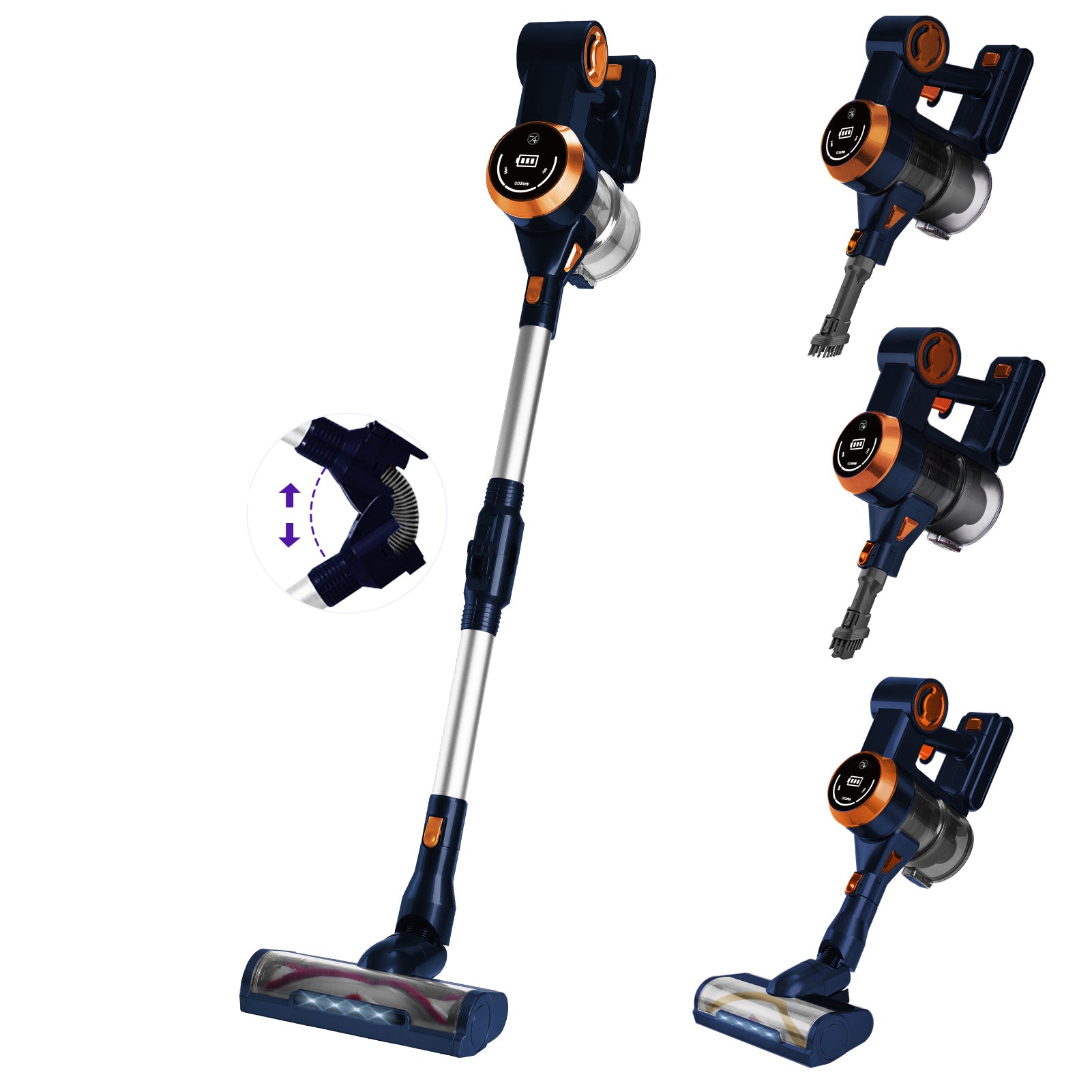 WHALL Cordless Vacuum Cleaner, 25KPa Powerful Suction, 280W Brushless Motor, Detachable Battery, Stick Vacuum for Home Use