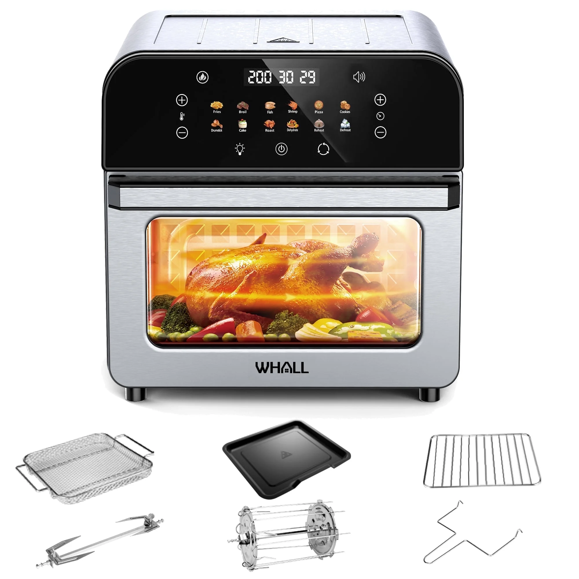 WHALL Air Fryer Oven – 12QT Touchscreen Air Fryer with 12 Pre-set Menus, up to 95% Less Oil, and Clearlook Window
