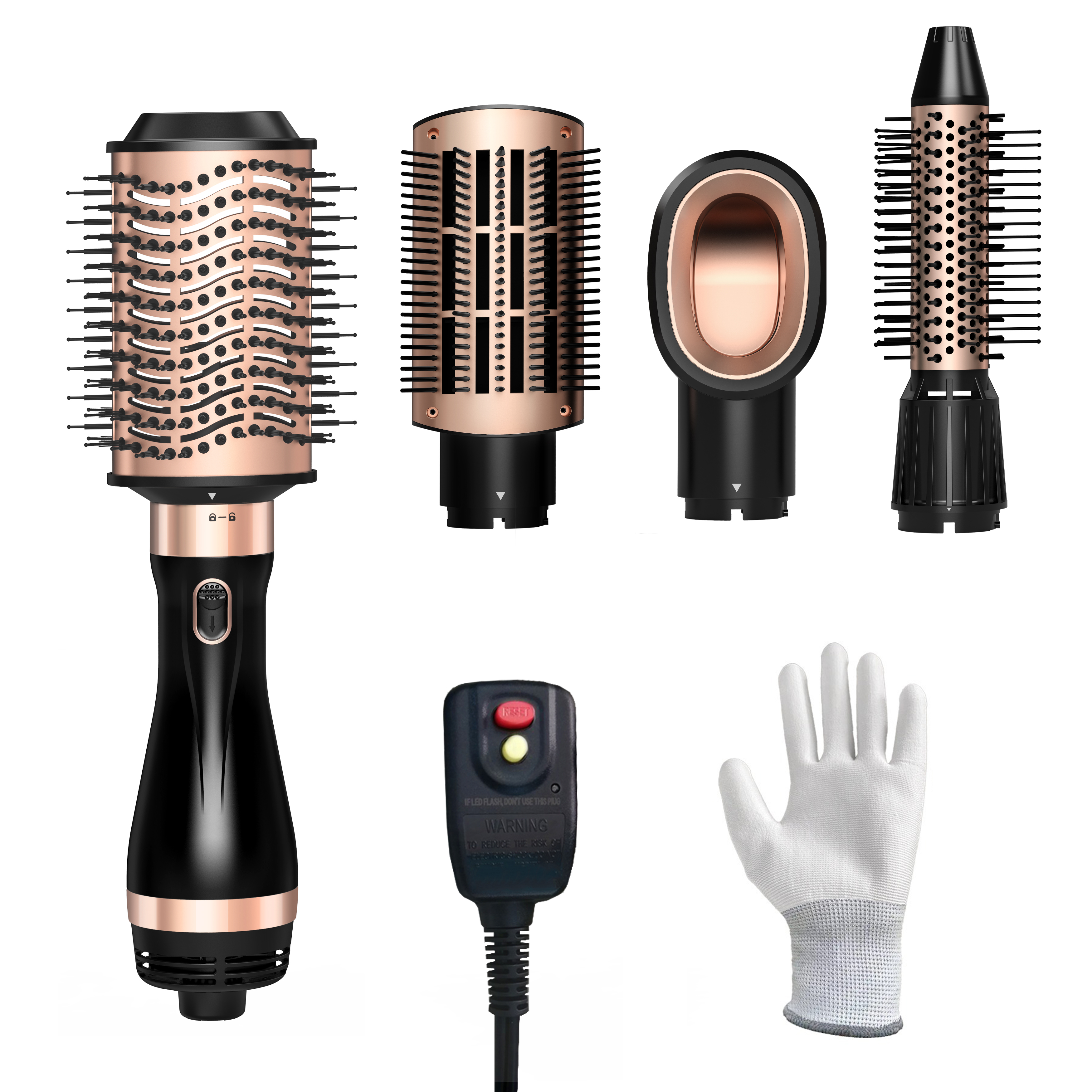 Nicebay 4-in-1 Hot Air Brush – Straighten, Dry & Curl with Oval Brush, Multi-Temp Settings & Detachable Design