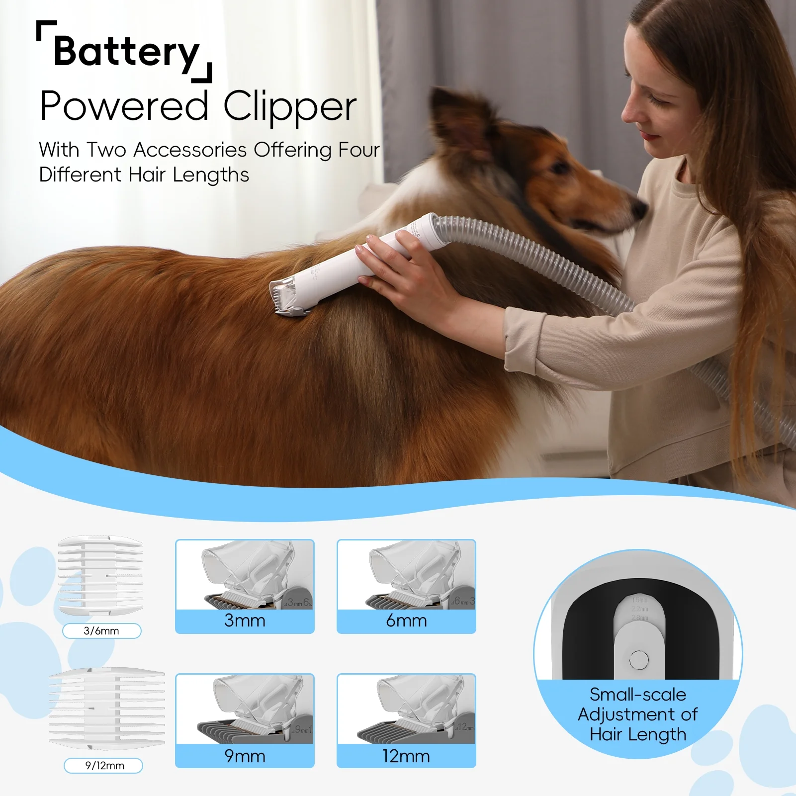 Upgraded Pet Grooming Vacuum – 5-in-1 Dog Hair Vacuum with 3 Modes, 3L Large Dustbin, Low Noise Design for Efficient Pet Hair Cleaning
