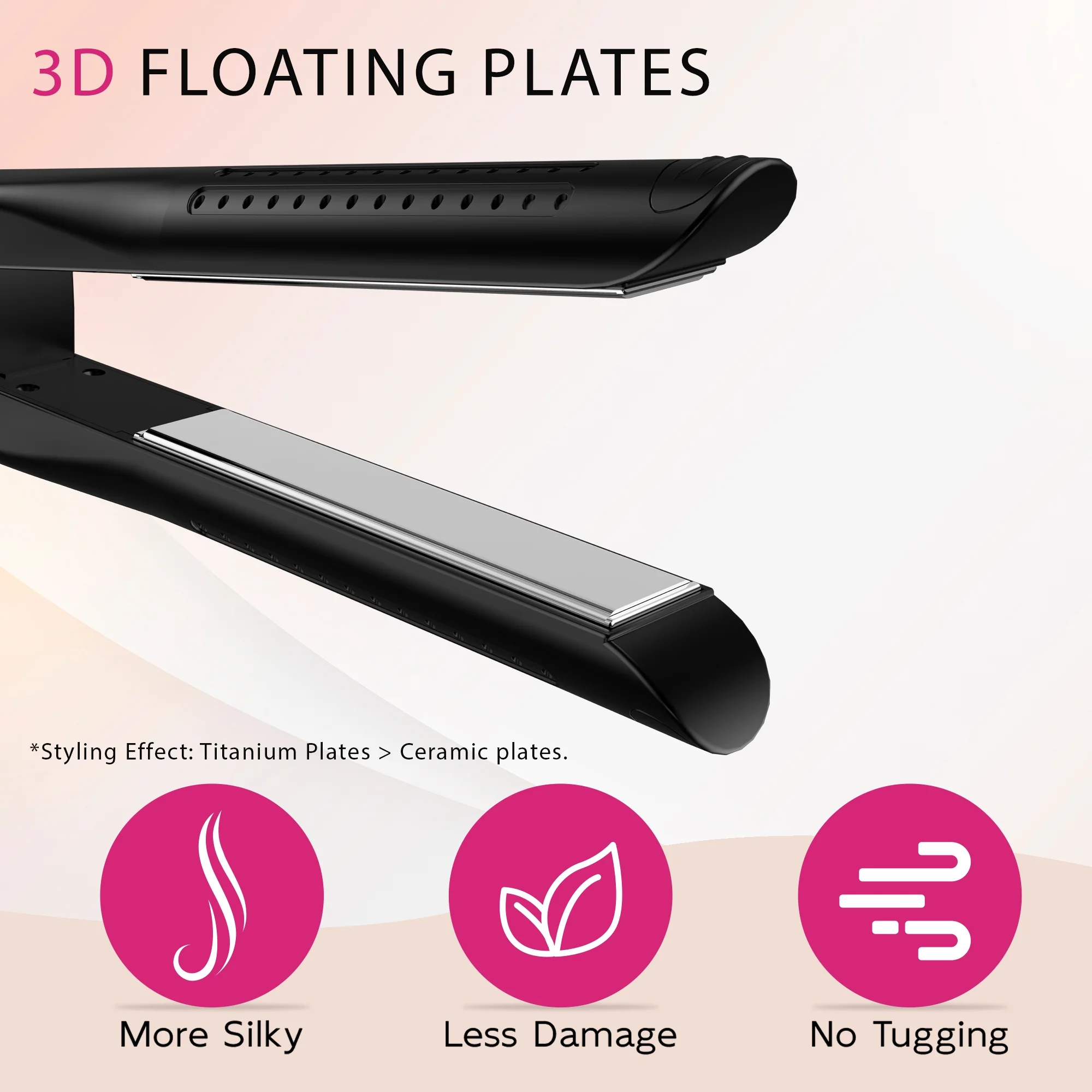 NICEBAY Airflow Styler, Titanium Hair Straightener & Curling Iron with Cooling Air Vents, 5 Temps, Dual Voltage & Auto Shutoff