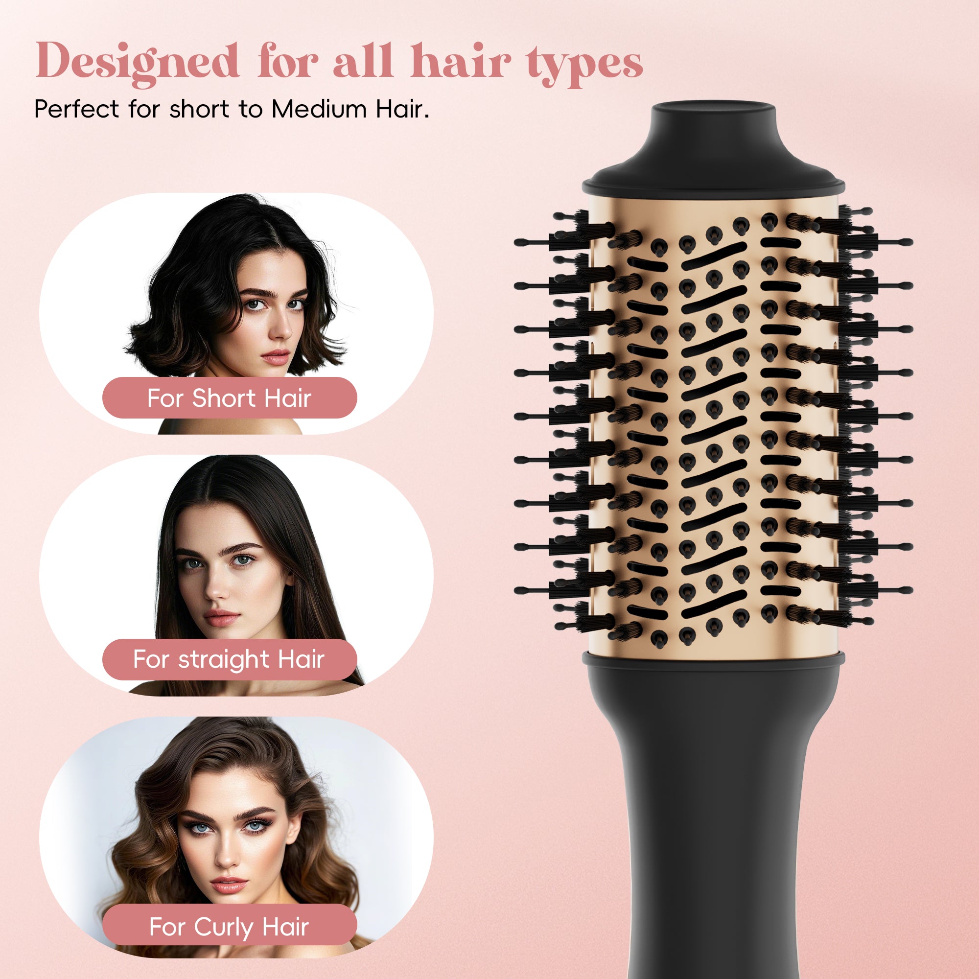 NICEBAY Hair Dryer Brush, Professional Ceramic Blow Dryer Brush with Display Screen, One Step Hot Air Brush for Hair Drying, Styling and Volumizing