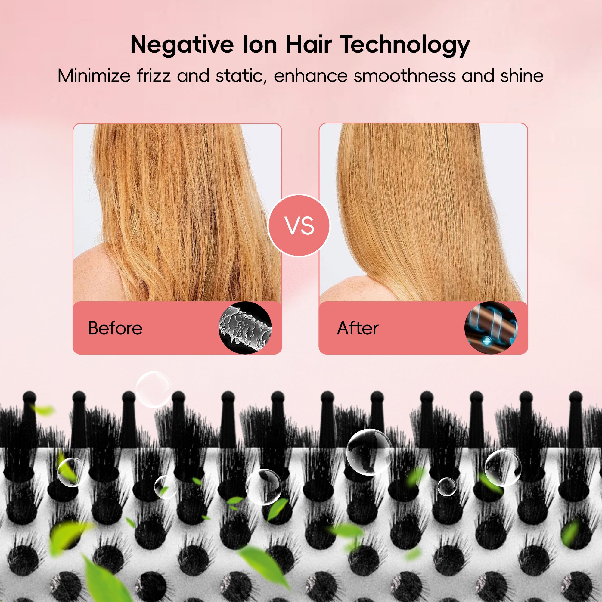 NICEBAY Heated Thermal Brush, Electric Curling Brush & Round Brush Styler with Anti-Scald Nylon Bristles for Smoothing, Volumizing & Curling Hair
