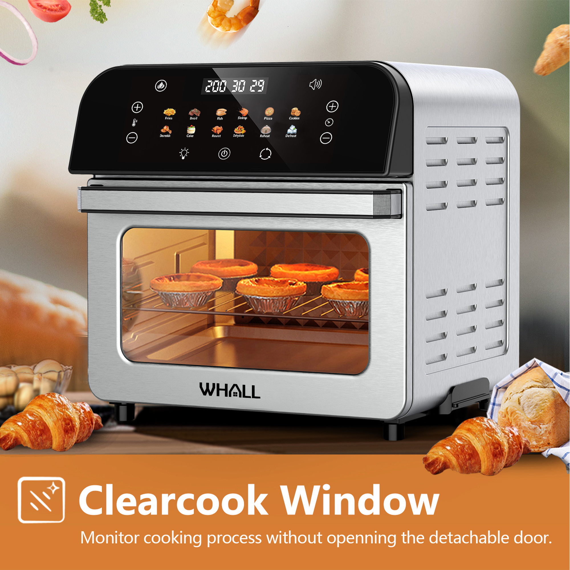 WHALL Air Fryer Oven – 12QT Touchscreen Air Fryer with 12 Pre-set Menus, up to 95% Less Oil, and Clearlook Window