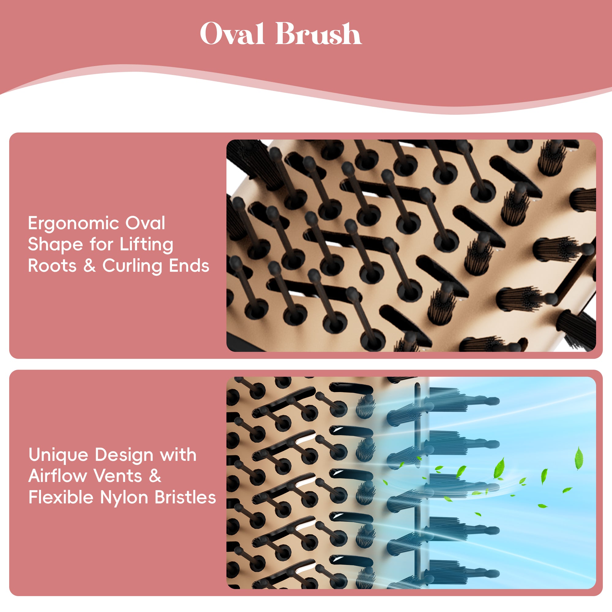 NICEBAY Hair Dryer Brush, Professional Ceramic Blow Dryer Brush with Display Screen, One Step Hot Air Brush for Hair Drying, Styling and Volumizing