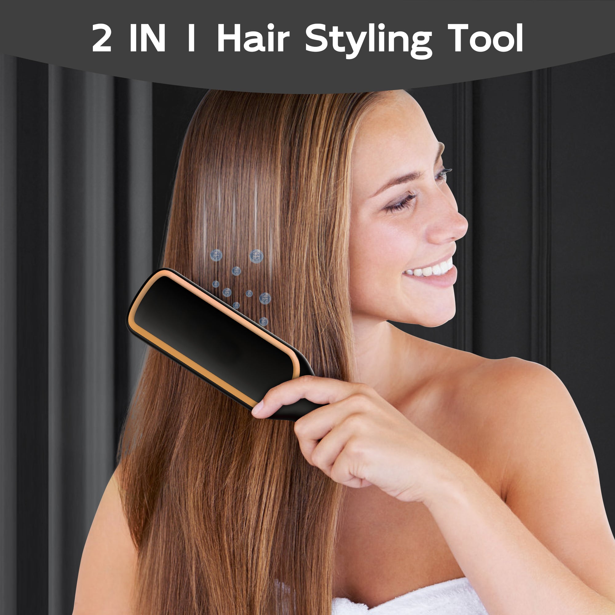Nicebay Hair Straightener Brush, Hair Straightening Iron Brush, Auto-Off LED Display Hair Straightener Comb for Women, Ceramic Heater Surface Material