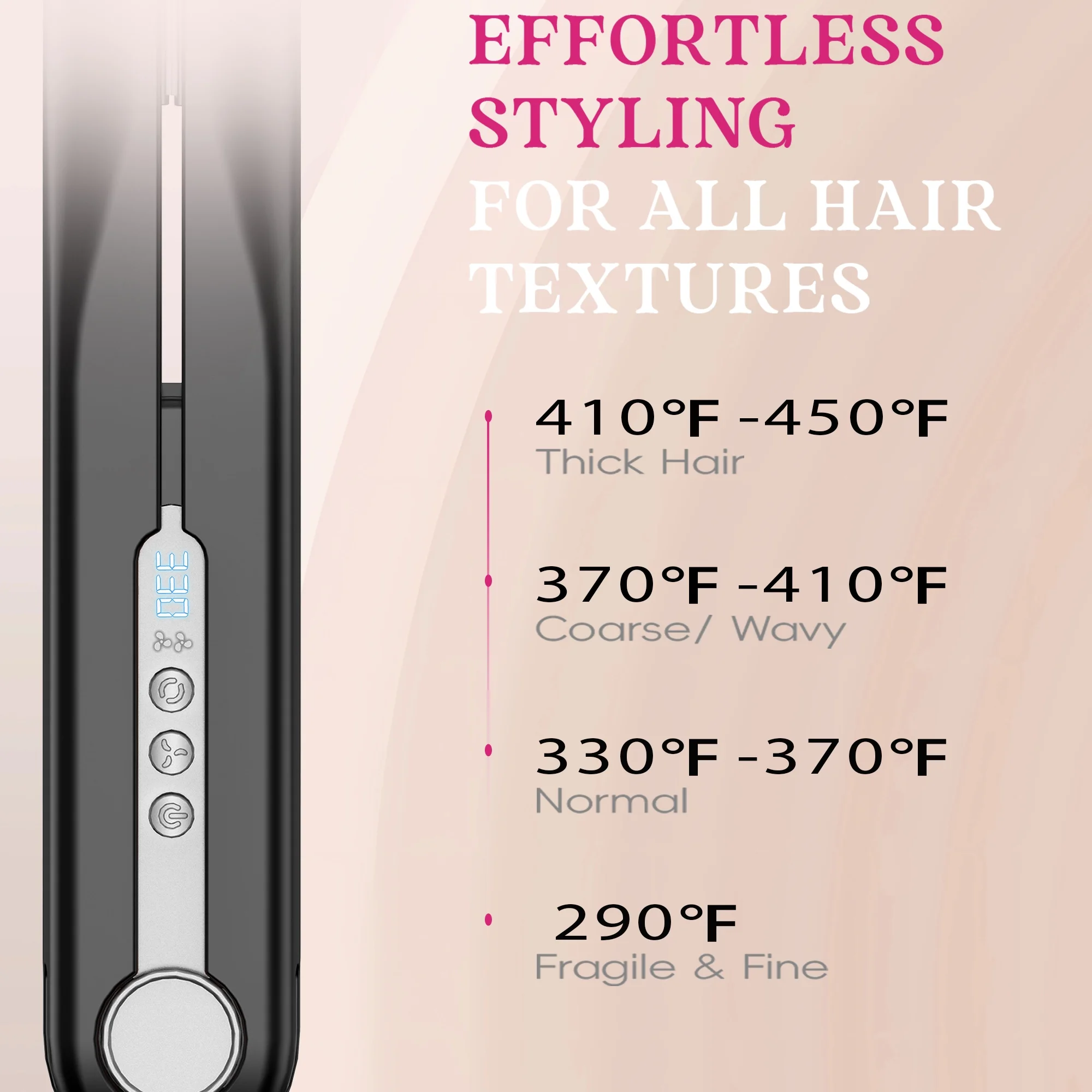 NICEBAY Airflow Styler, Titanium Hair Straightener & Curling Iron with Cooling Air Vents, 5 Temps, Dual Voltage & Auto Shutoff
