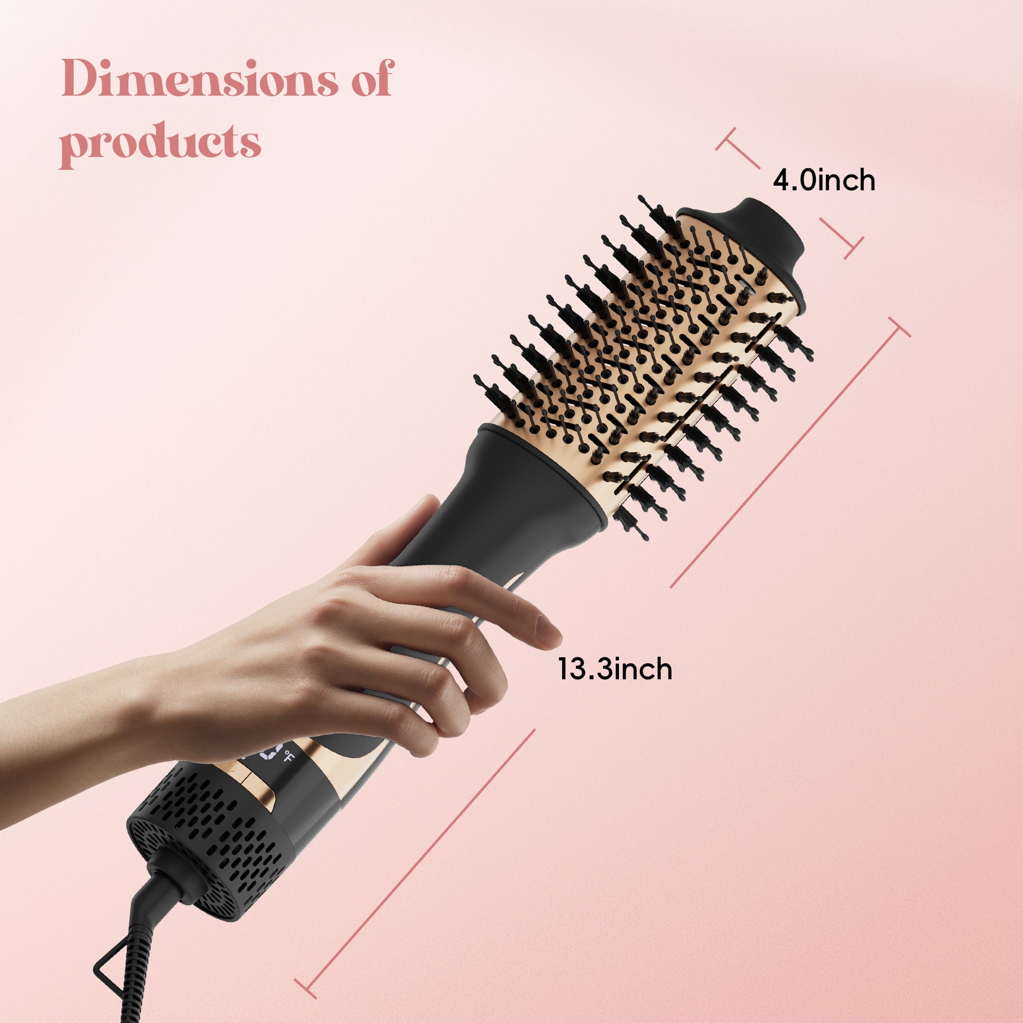 NICEBAY Hair Dryer Brush, Professional Ceramic Blow Dryer Brush with Display Screen, One Step Hot Air Brush for Hair Drying, Styling and Volumizing