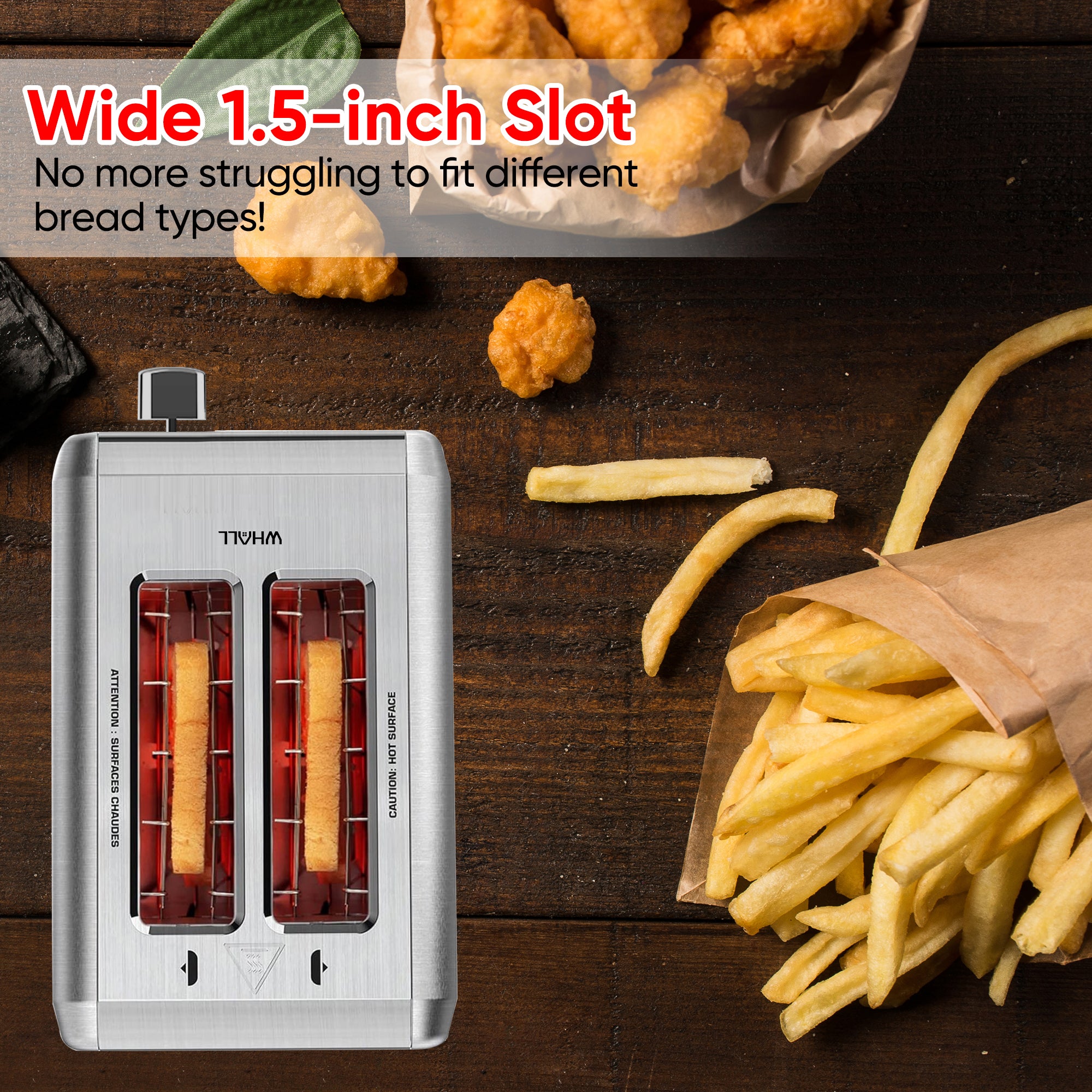 WHALL Toaster 2 Slice, Touch Screen Toasters, Smart Bread Toaster, Stainless Steel Small Toaster, Wide Slots Toaster With Bagel, Home and Kitchen