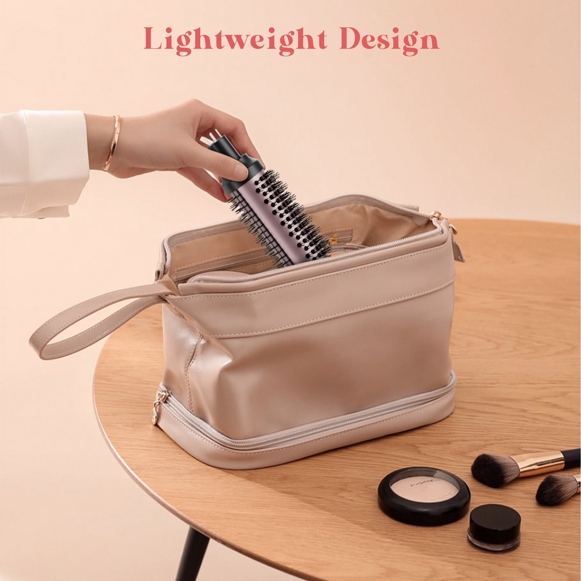 Nicebay 4-in-1 Hair Styler - Straightening Brush, Thermal Brush, Flat Iron & Curling Wand | 5 Heat Settings | Fast Heating