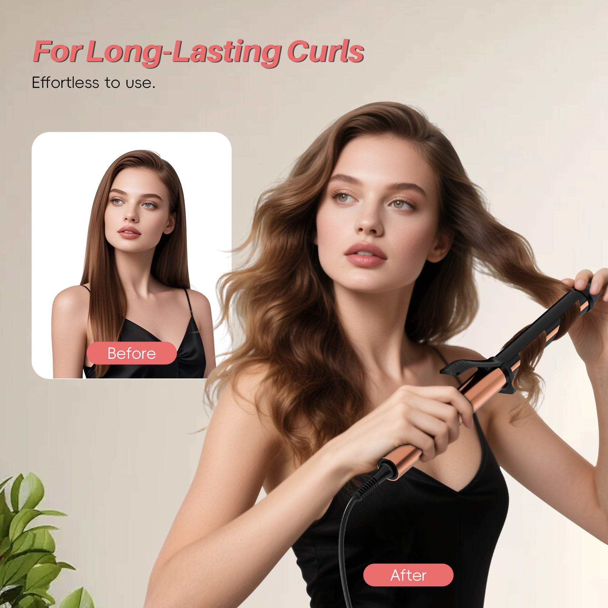 NICEBAY 1 inch Curling Iron, Ceramic Curling Wand with 6 Temperature Up to 430°F, Professional Hair Curler for Multiple Hair Types