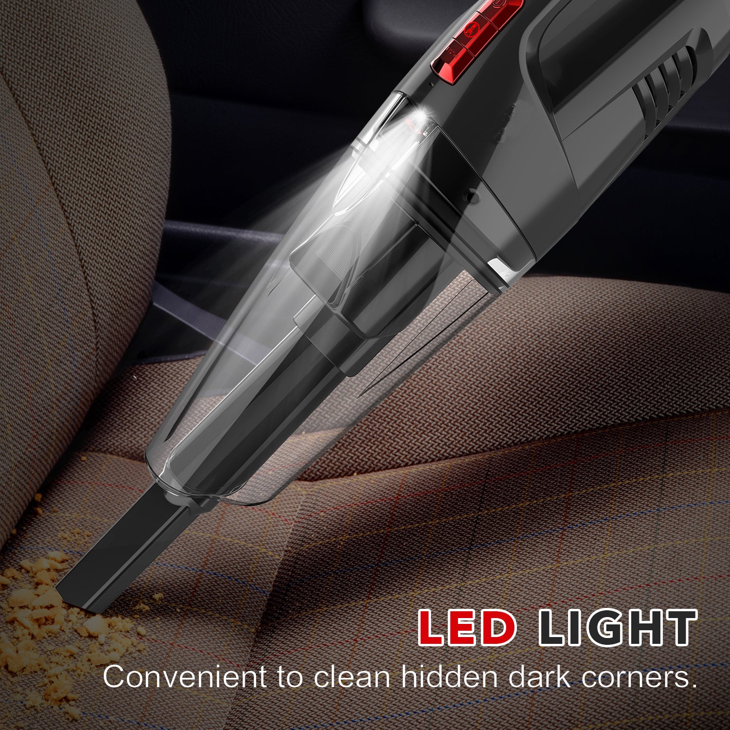 WHALL Handheld Vacuum Cleaner, 8500PA Suction, Wet Dry Vacuum Cleaner Cordless with LED Light, Portable Car Vacuum Cleaner for Home & Office