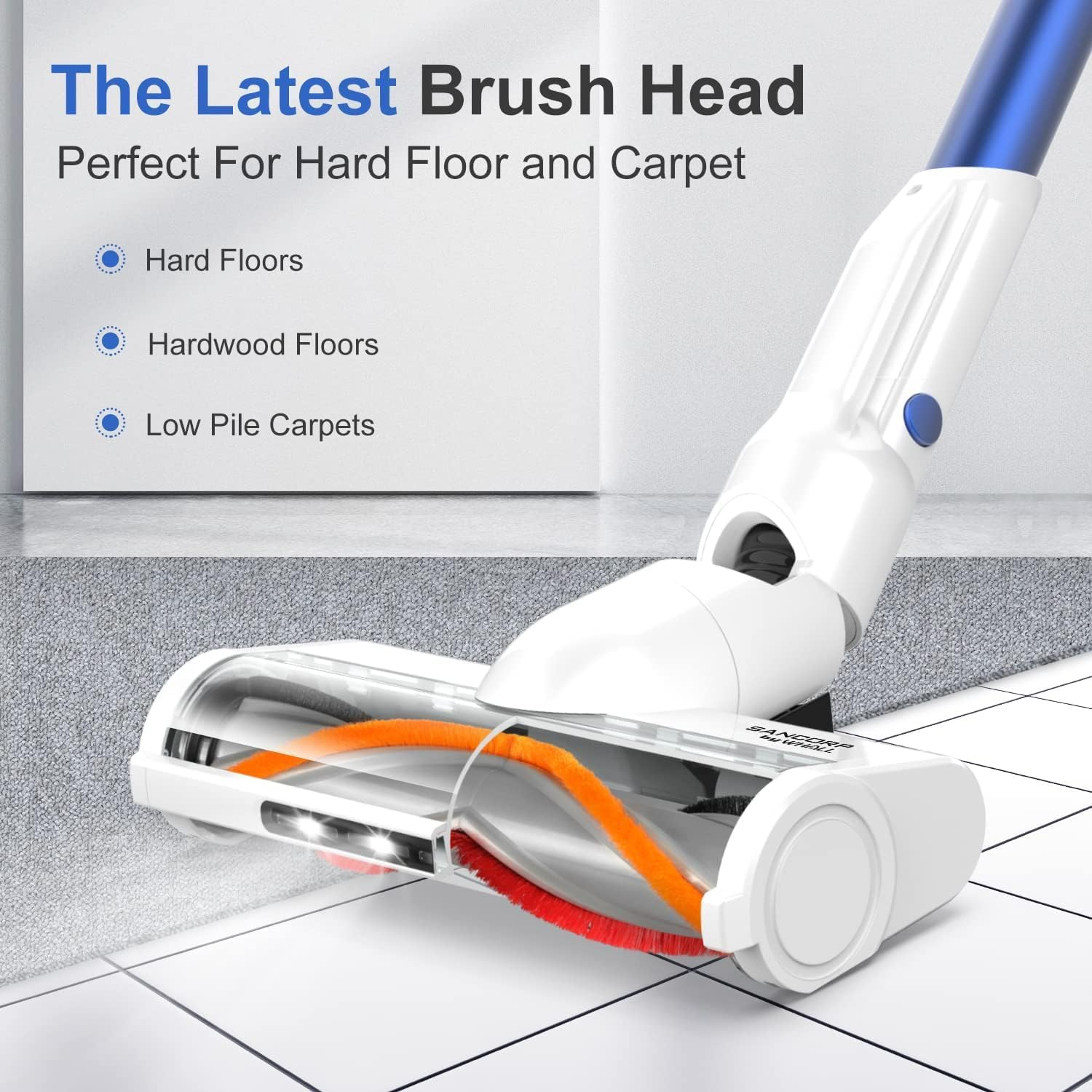 WHALL Cordless Vacuum Cleaner, 280W Brushless Motor, 25Kpa Stick Cordless Vacuum for Home, Hardwood Vacuum Cleaner,Lightweight Vacuum