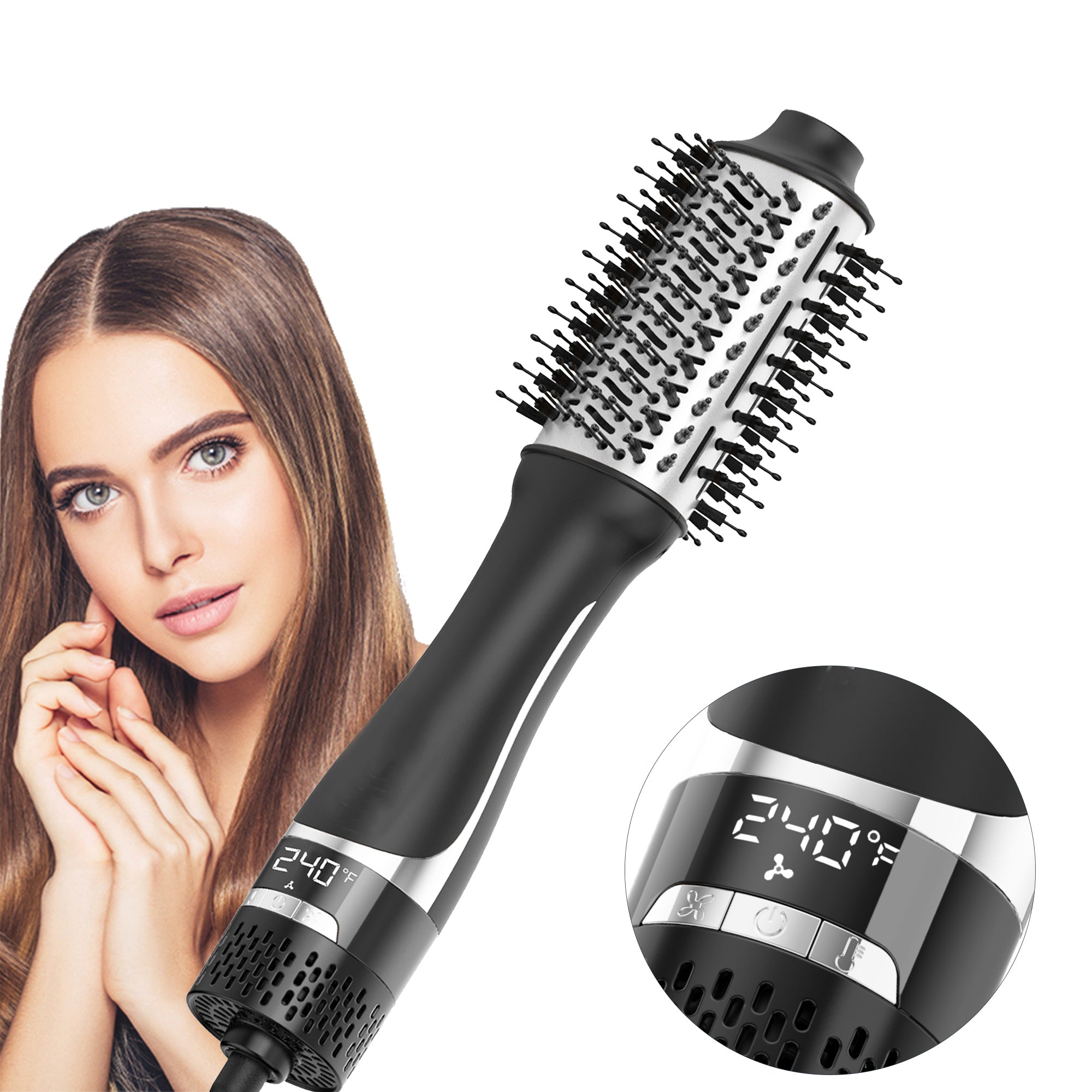 SKIMI Hair Dryer Brush,Blow Dryer Brush in One, Hot Air Dryer,Display Screen,Ceramic Barrel, Hot Air Straightener Brush for Smooth Frizz-Free Blowout