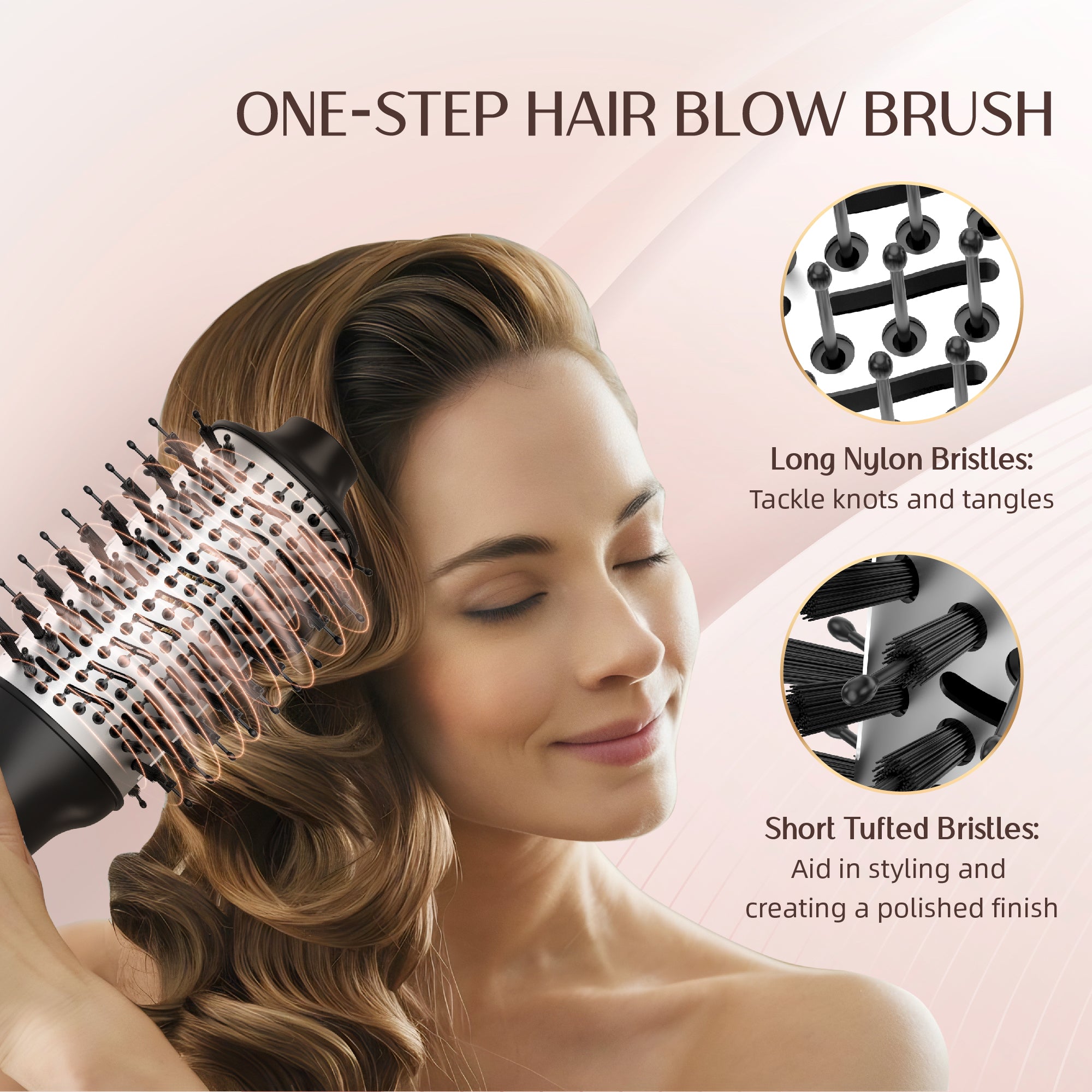 SKIMI Hair Dryer Brush,Blow Dryer Brush in One, Hot Air Dryer,Display Screen,Ceramic Barrel, Hot Air Straightener Brush for Smooth Frizz-Free Blowout