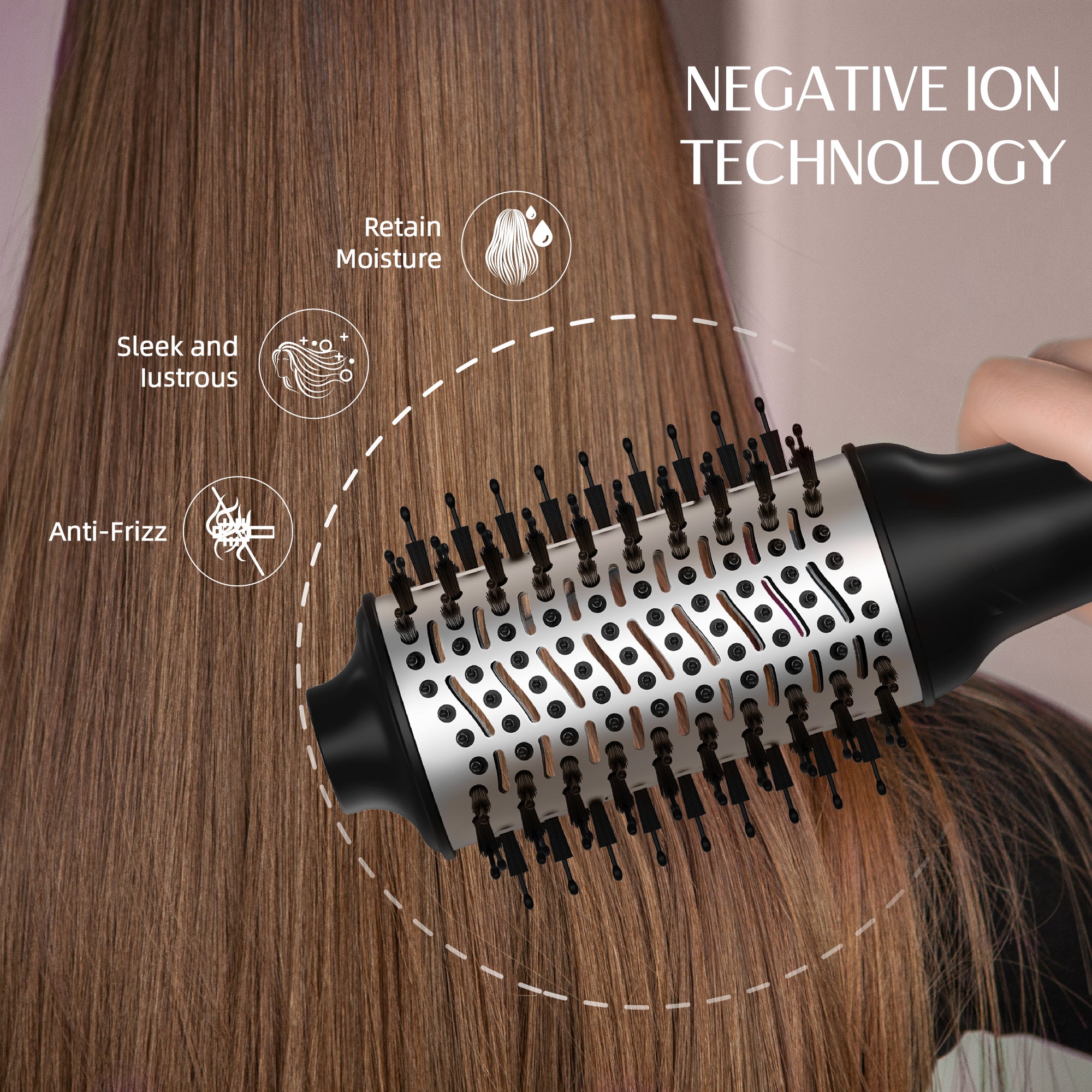 SKIMI Hair Dryer Brush,Blow Dryer Brush in One, Hot Air Dryer,Display Screen,Ceramic Barrel, Hot Air Straightener Brush for Smooth Frizz-Free Blowout