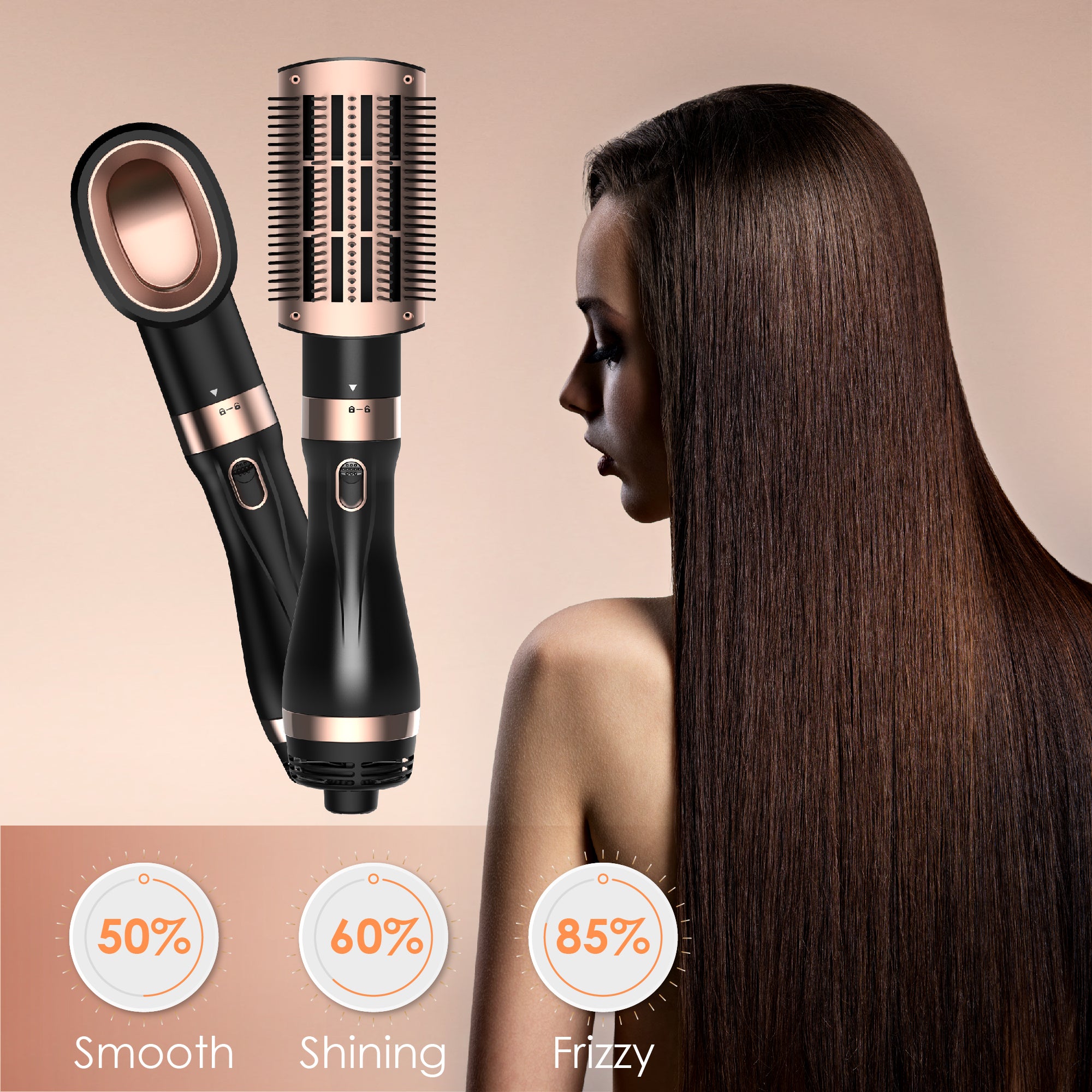 SKIMI Hair Dryer Brush, Hot Air Brush in One with Oval Barrel, Round Brush Hair Dryer Set for Straighting/Drying/Curling, Blow Dryer Brush with Comb