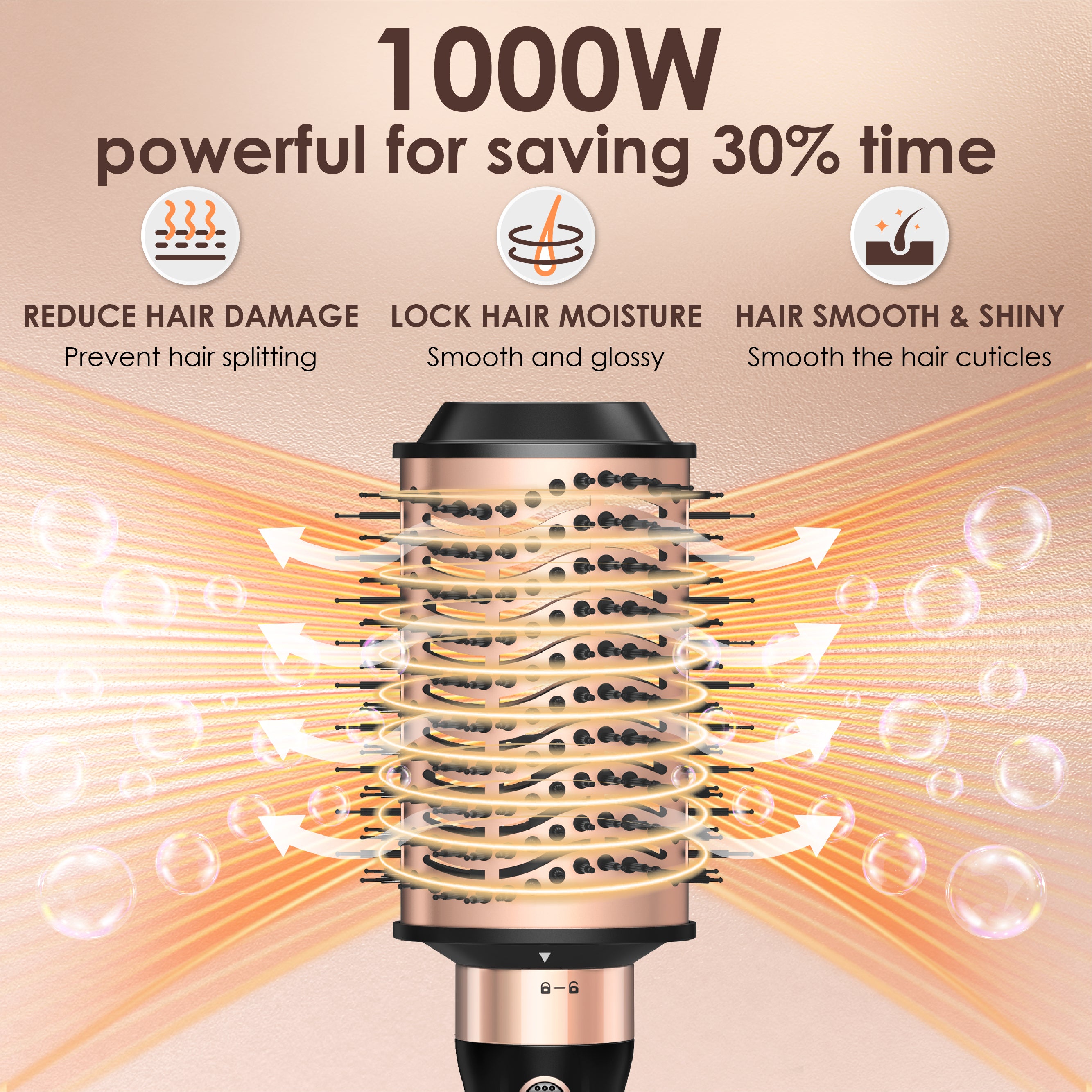 SKIMI Hair Dryer Brush, Hot Air Brush in One with Oval Barrel, Round Brush Hair Dryer Set for Straighting/Drying/Curling, Blow Dryer Brush with Comb