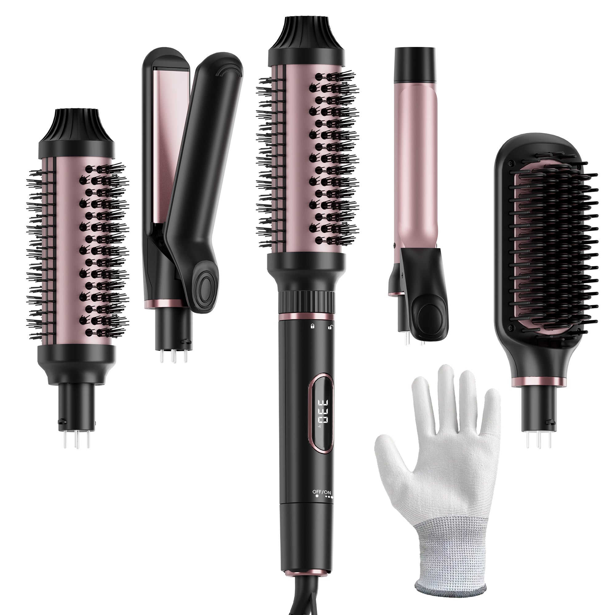 NICEBAY Thermal Hair Brush, Curling Iron Hair Styling Tools,  Flat Iron Hair Straightener, Curling Wand Hair Tools, Instant Heat Up Wand Curling Iron