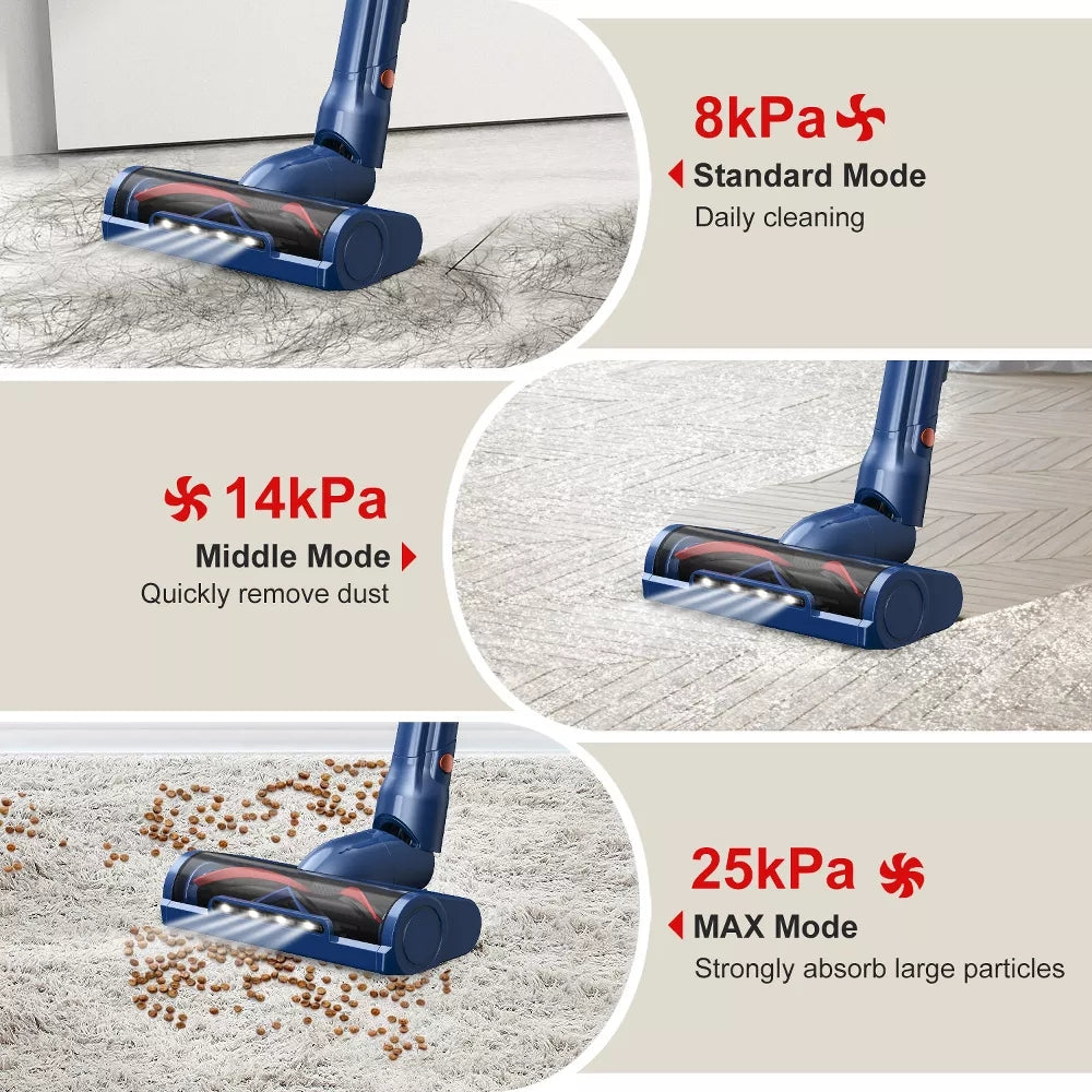 WHALL Cordless Vacuum Cleaner, 25Kpa Stick Cordless Vacuum 280W Brushless Motor, lightweight Vacuum Lightweight for Home, Hardwood Vacuum Rechargeable