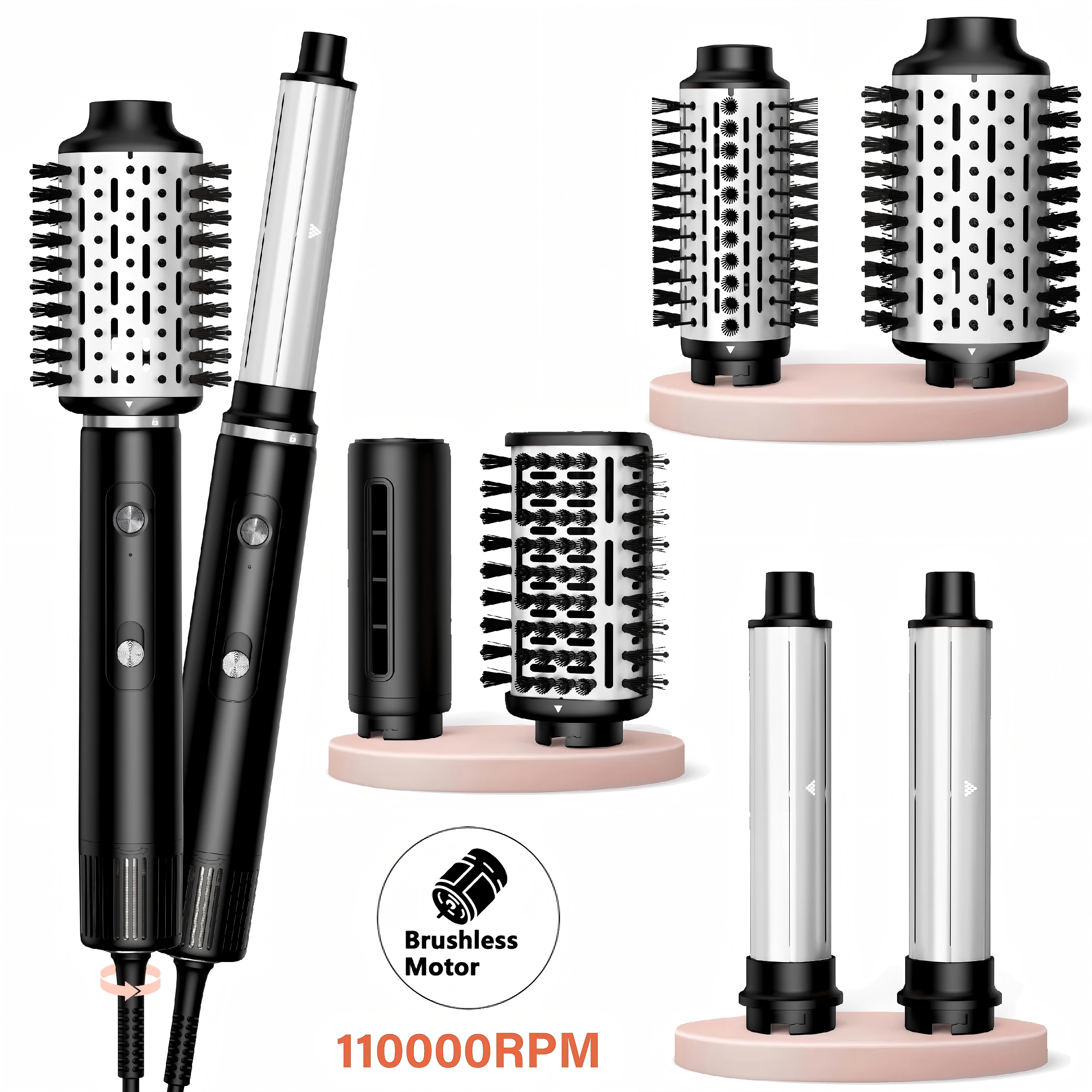 Nicebay Hair Dryer Brush, Blow Dryer with 110000RPM Brushless Motor, Rotating Hot Air Brush with Diffuser Drying, Curling, Volumizing, Straightening