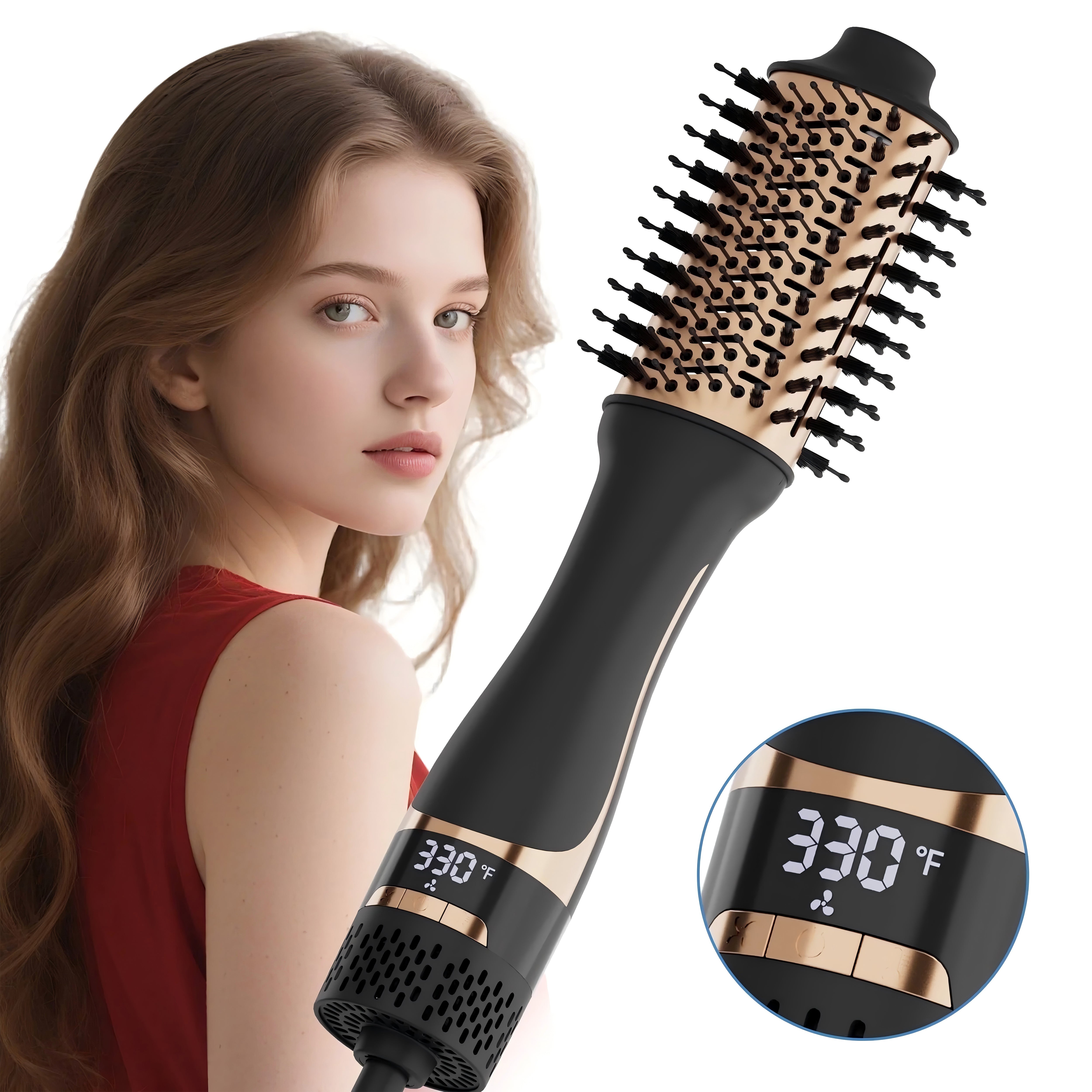 Nicebay Hot Air Brush – One-Step Blowout with Oval Ceramic Barrel, Negative Ion & Display Screen