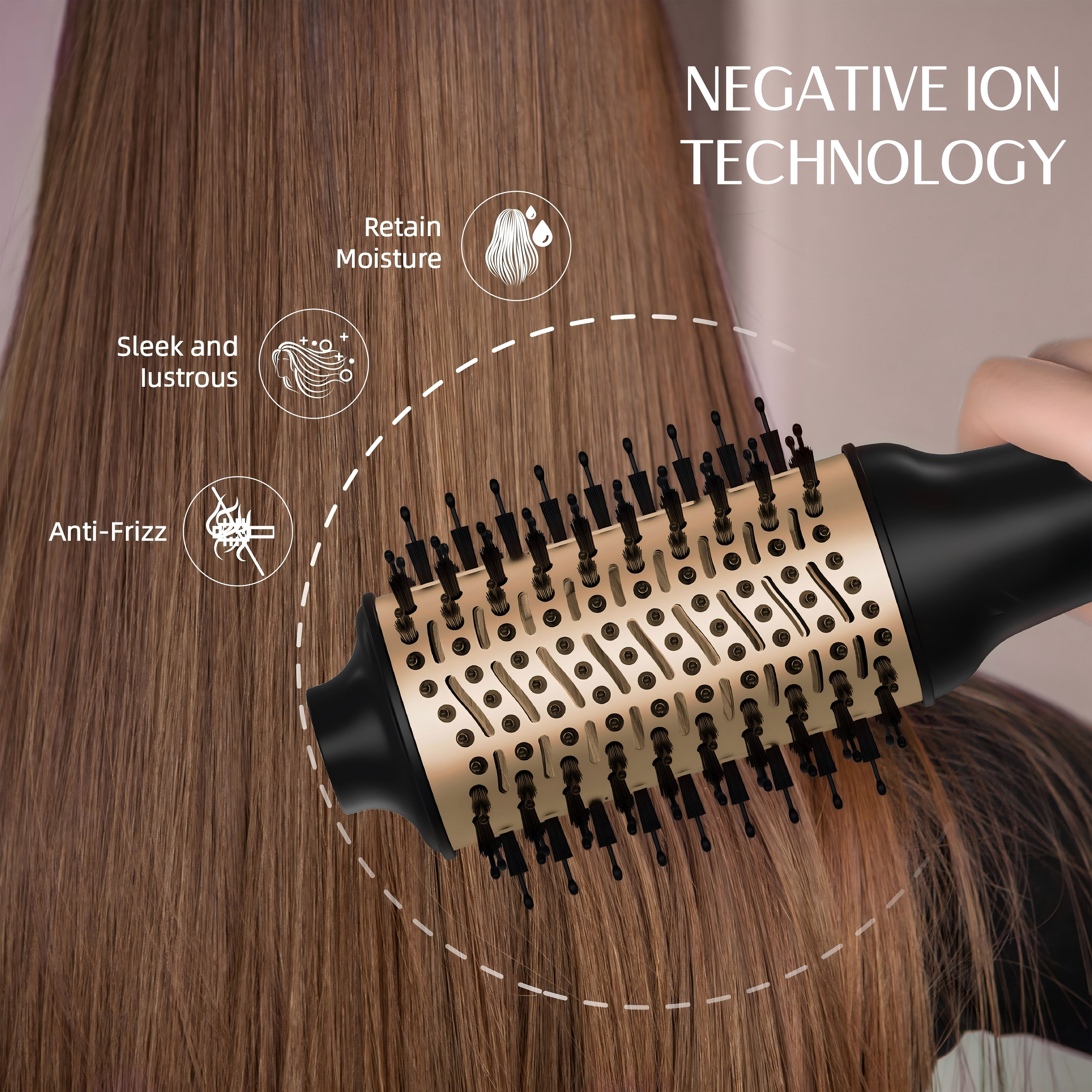 Nicebay Hot Air Brush – One-Step Blowout with Oval Ceramic Barrel, Negative Ion & Display Screen