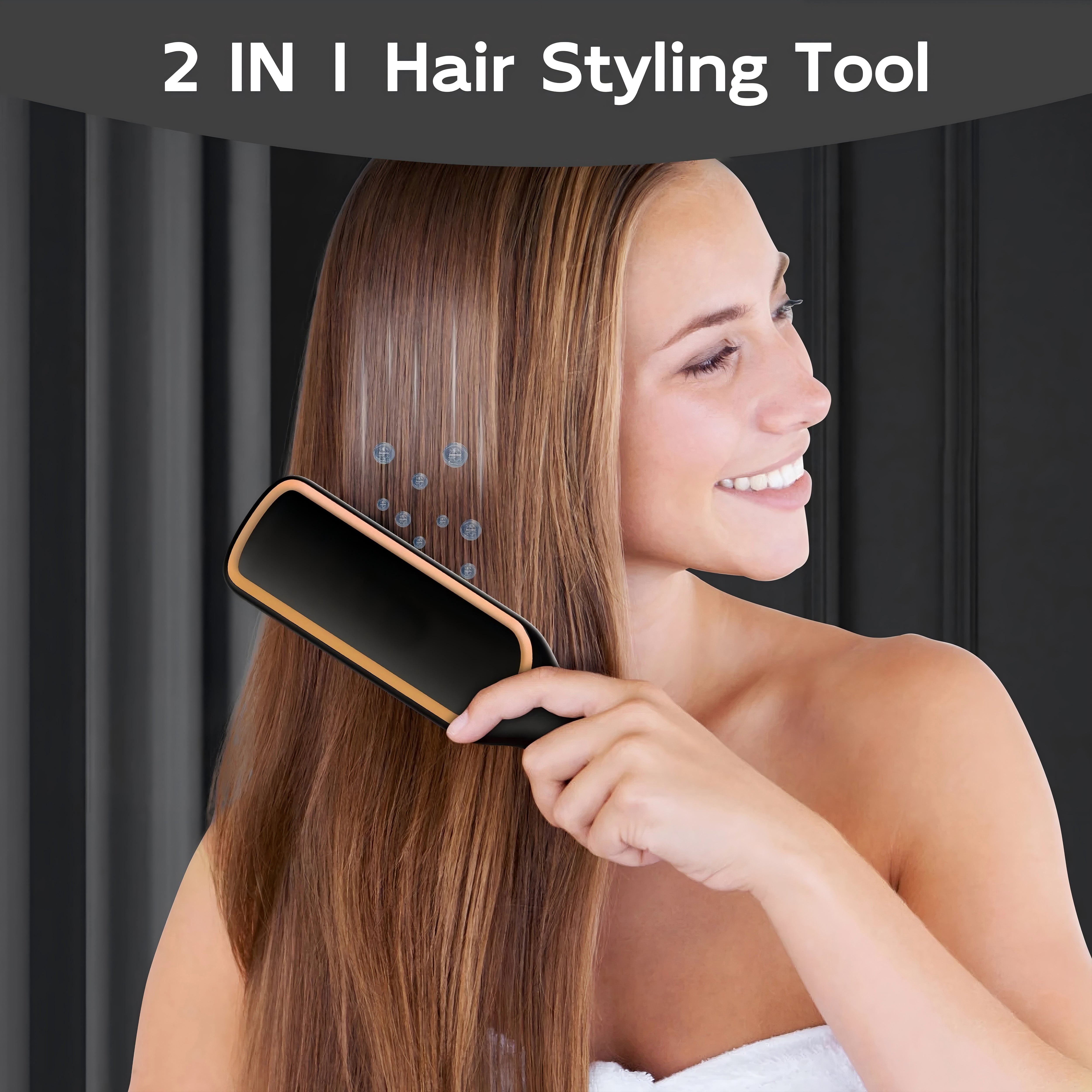 Nicebay Straightener Brush, Rotatable Temperature Adjustment Hair Straightening Brush, Auto-Off & Led Display Hair Straightener Comb for Women