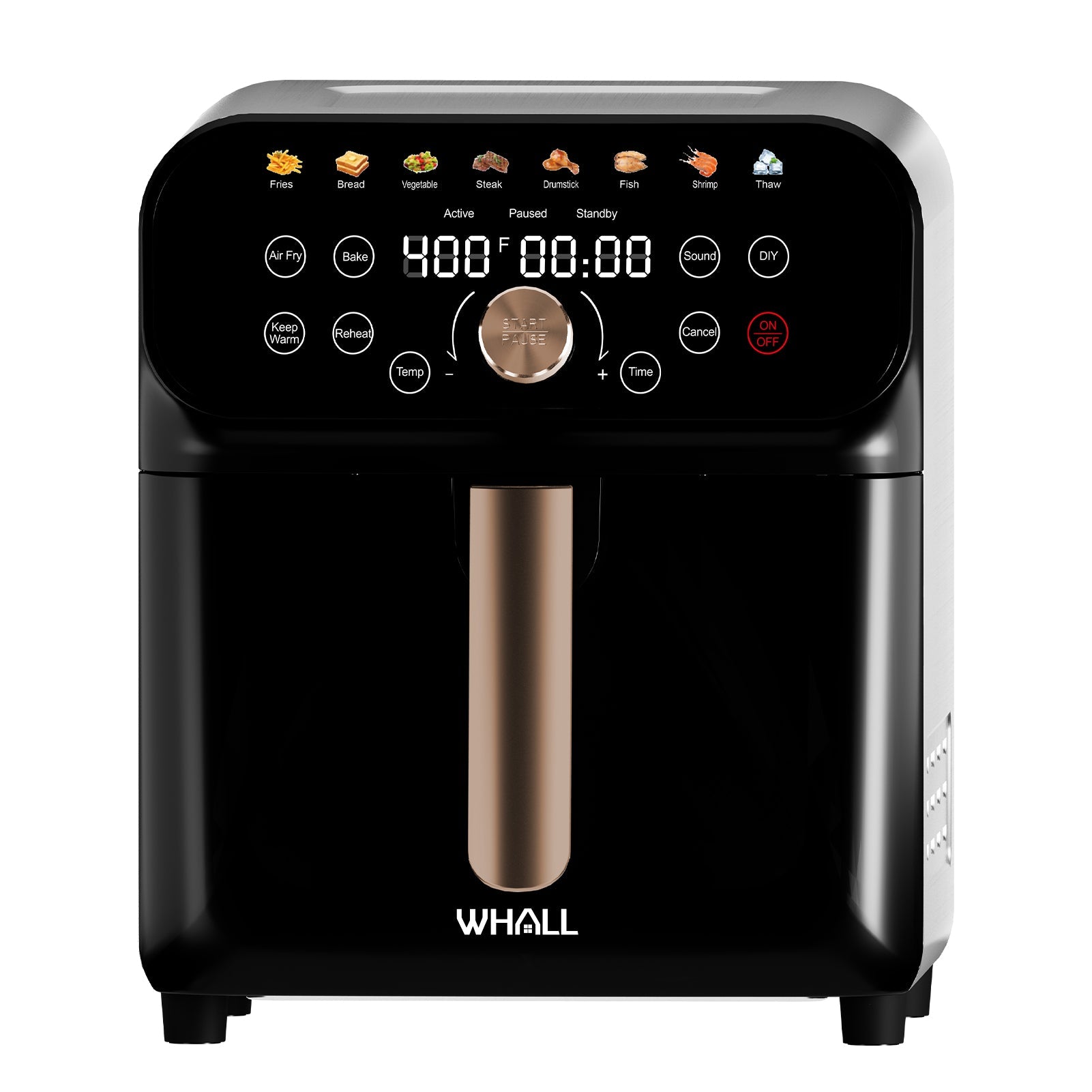WHALL Air Fryer, 6.3Qt Air Fryer Oven with LED Digital Touchscreen, Custom Presets, Nonstick and Dishwasher-Safe Basket, Stainless Steel/1600W