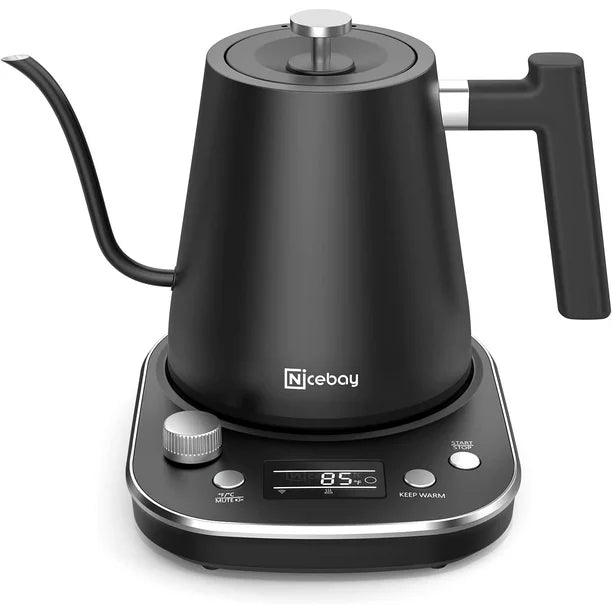 Nicebay Electric Gooseneck Kettle with Heating Base and Automatic Shutoff