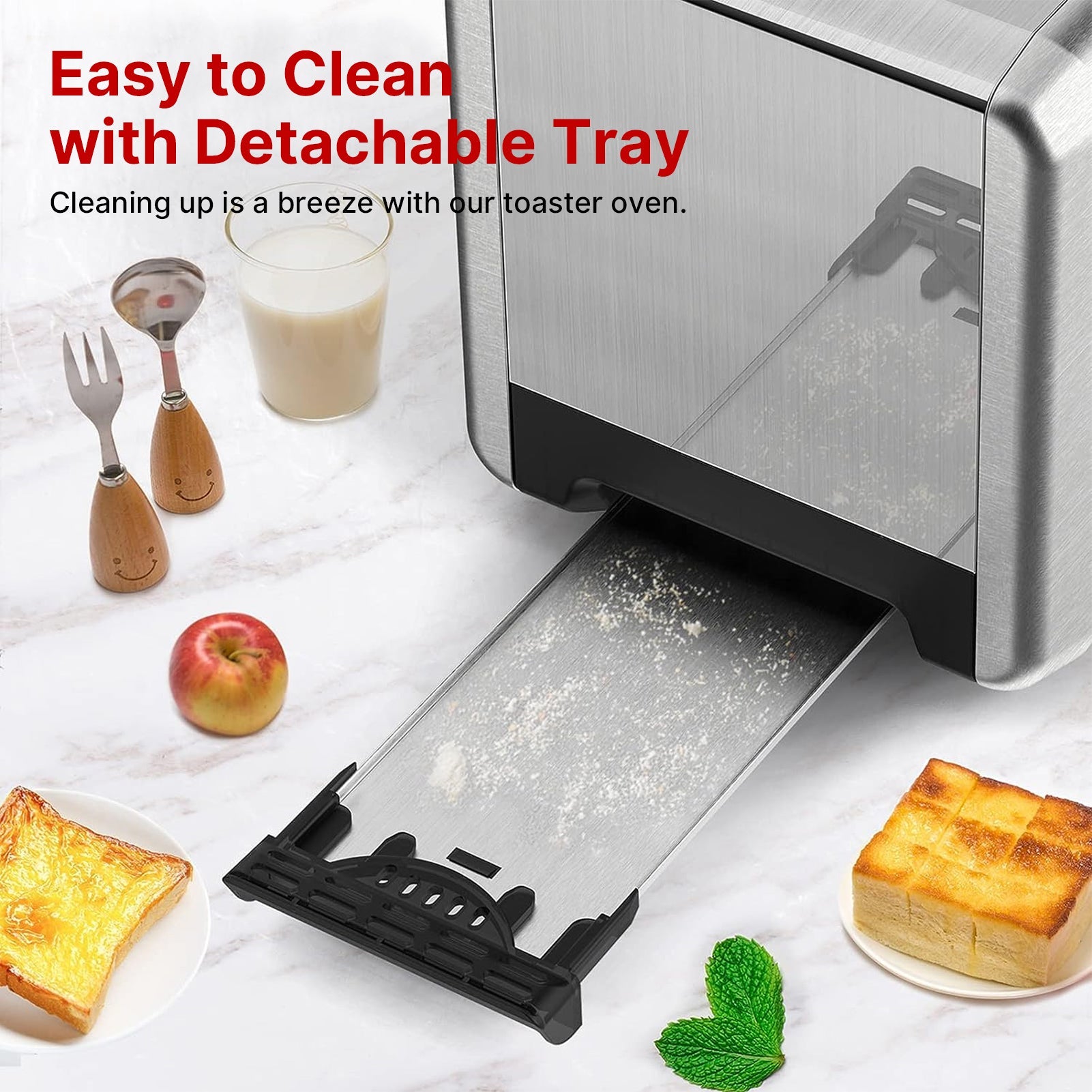 WHALL Touch Screen Toaster 2 slice, Stainless Steel Digital Timer Toaster with Sound Function, Smart Extra Wide Slots Toaster with Bagel, Cancel, Defrost, 6 Bread Types & 6 Shade Settings