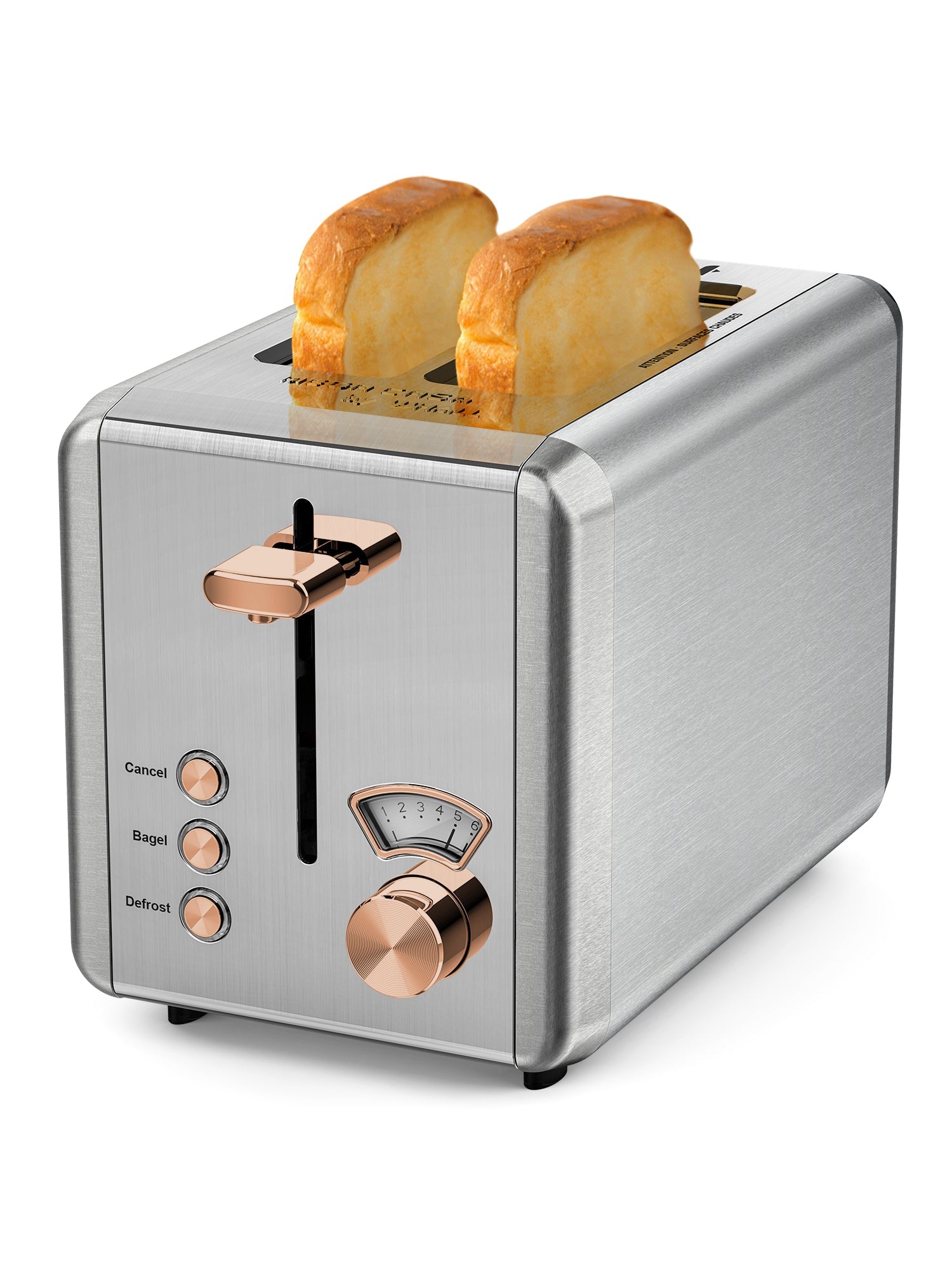 WHALL Toaster 2 slice Stainless Steel Toasters with Bagel, Cancel, Defrost Function, 1.5in Wide Slot, 6 Shade Settings, Removable Crumb Tray, High Lift Lever, for Various Bread Types (850W)