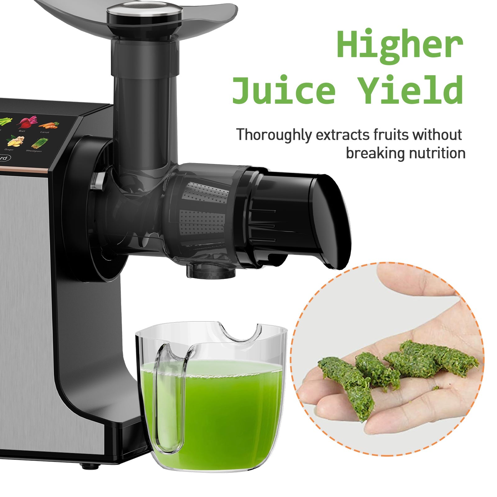 WHALL Slow Juicer, Masticating Juicer, Celery Juicer Machines, Cold Press Juicer Machines