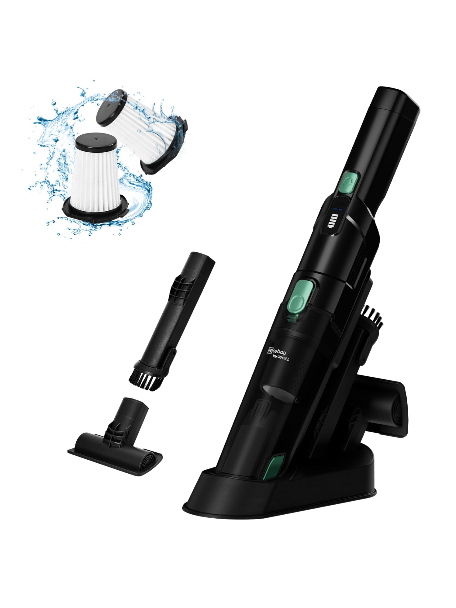 Whall Handheld Cordless Vacuum-Portable Vacuum with 15KPA Strong Suction, Fast Charging Dock, Lightweight