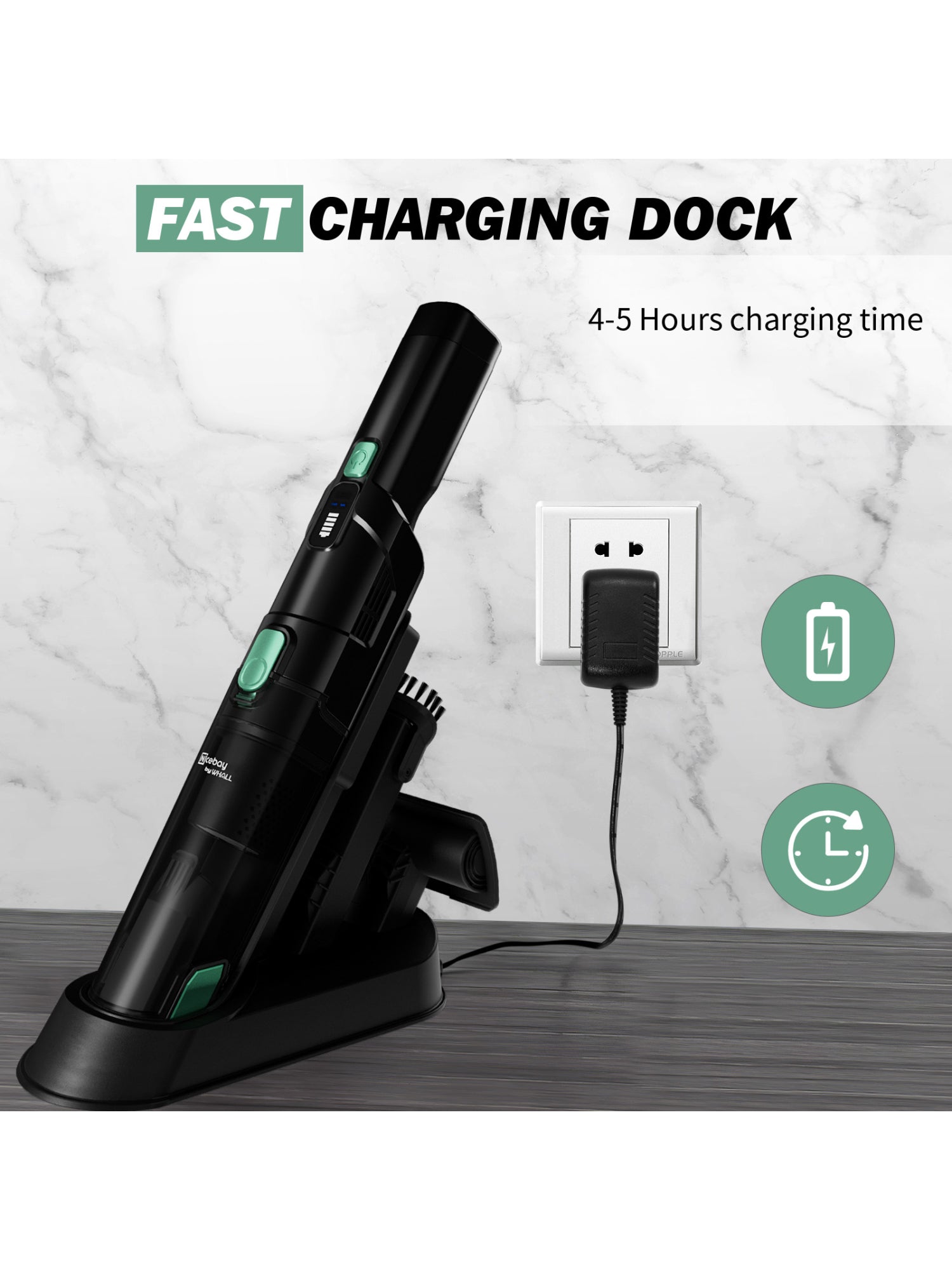 Whall Handheld Cordless Vacuum-Portable Vacuum with 15KPA Strong Suction, Fast Charging Dock, Lightweight