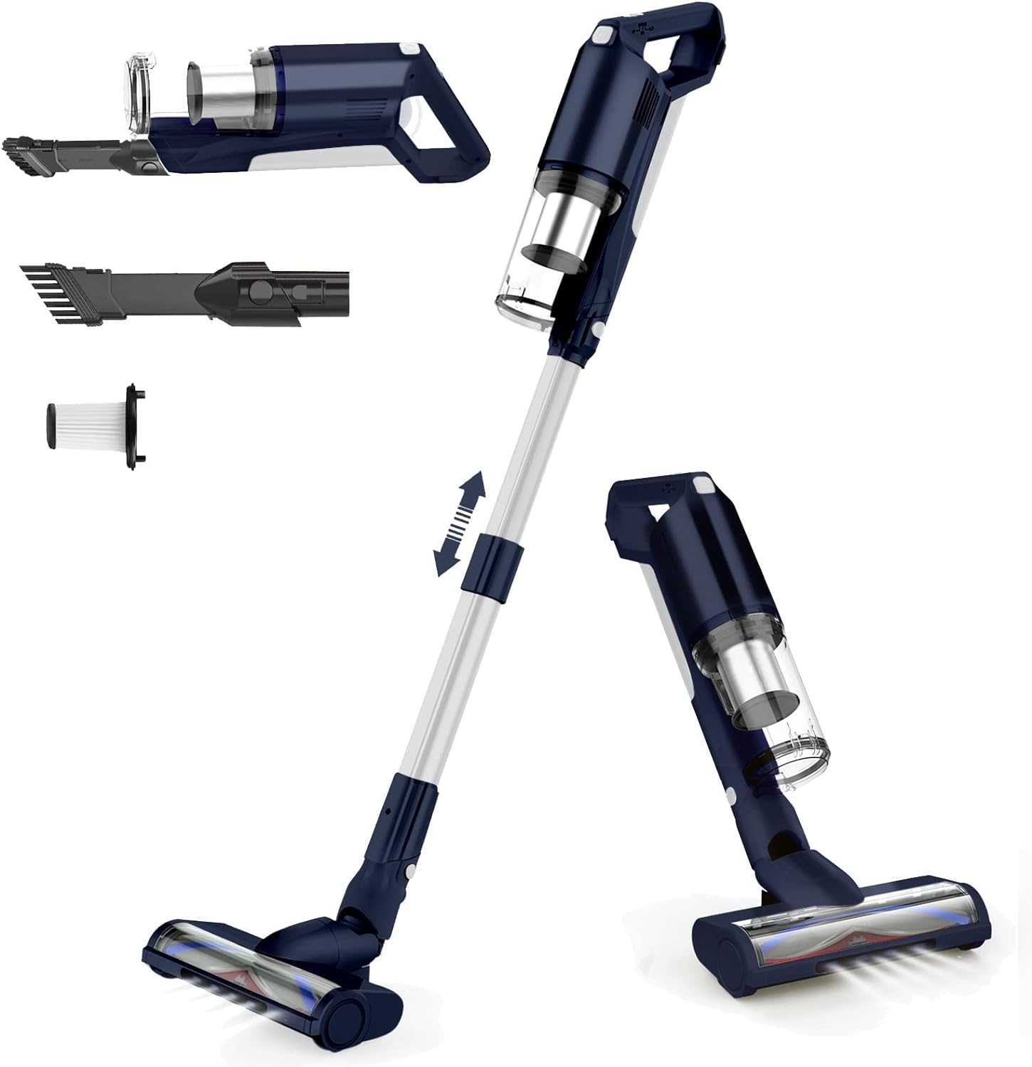 Whall 4 in 1 Foldable 280W Brushless Handheld Lightweight Motor Cordless Stick Vacuum Blue-Silver Color