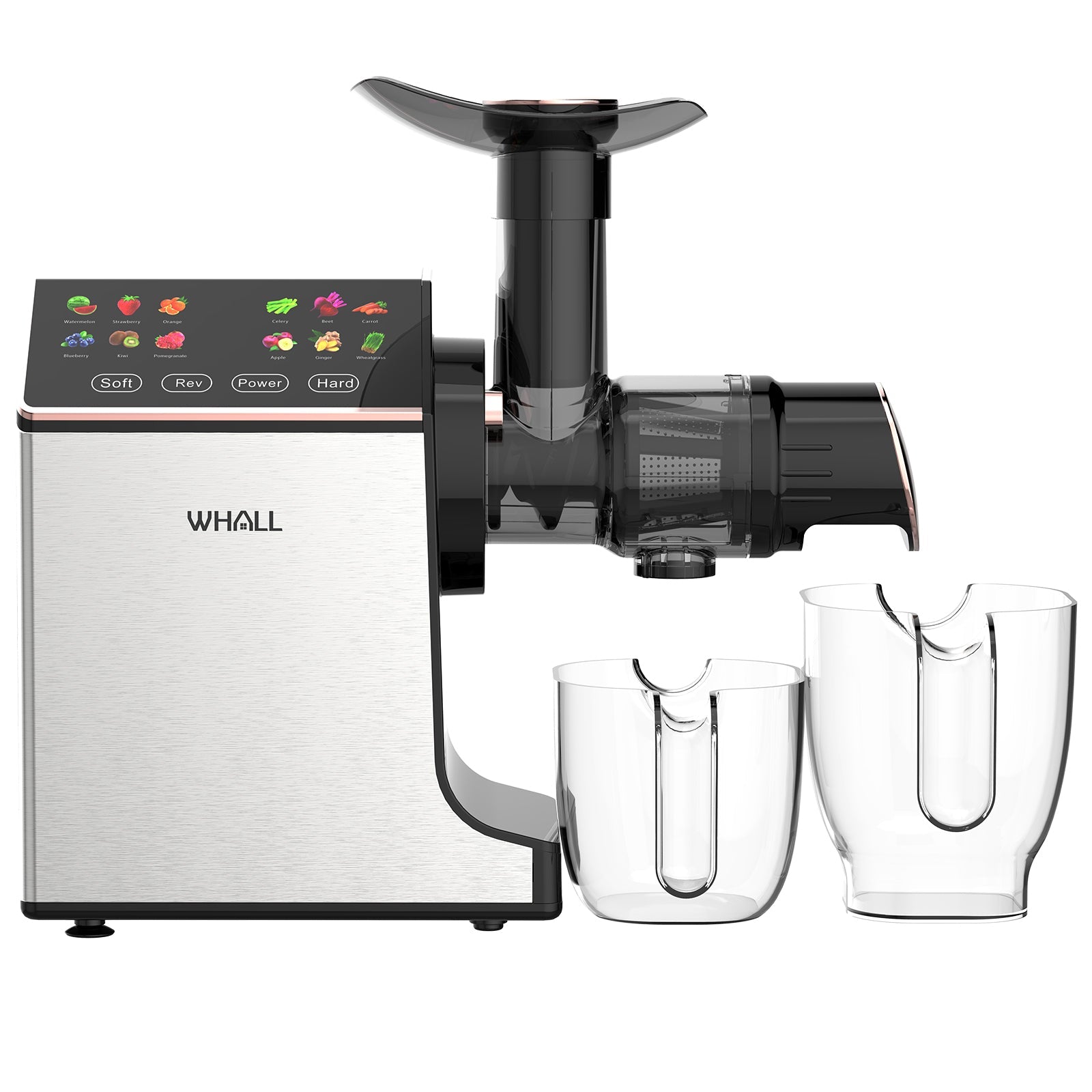 WHALL Slow Masticating Juice - Cold Press Juicer Machines with Touchscreen，Reverse Function, Soft & Hard Produce, Quiet Motor